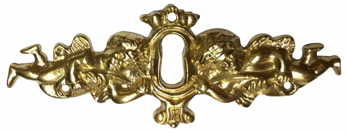 Historismus Möbelschild gegossen Messing MMA 97 x 37mm mit Schlüsselloch Serie HI008 Bild1