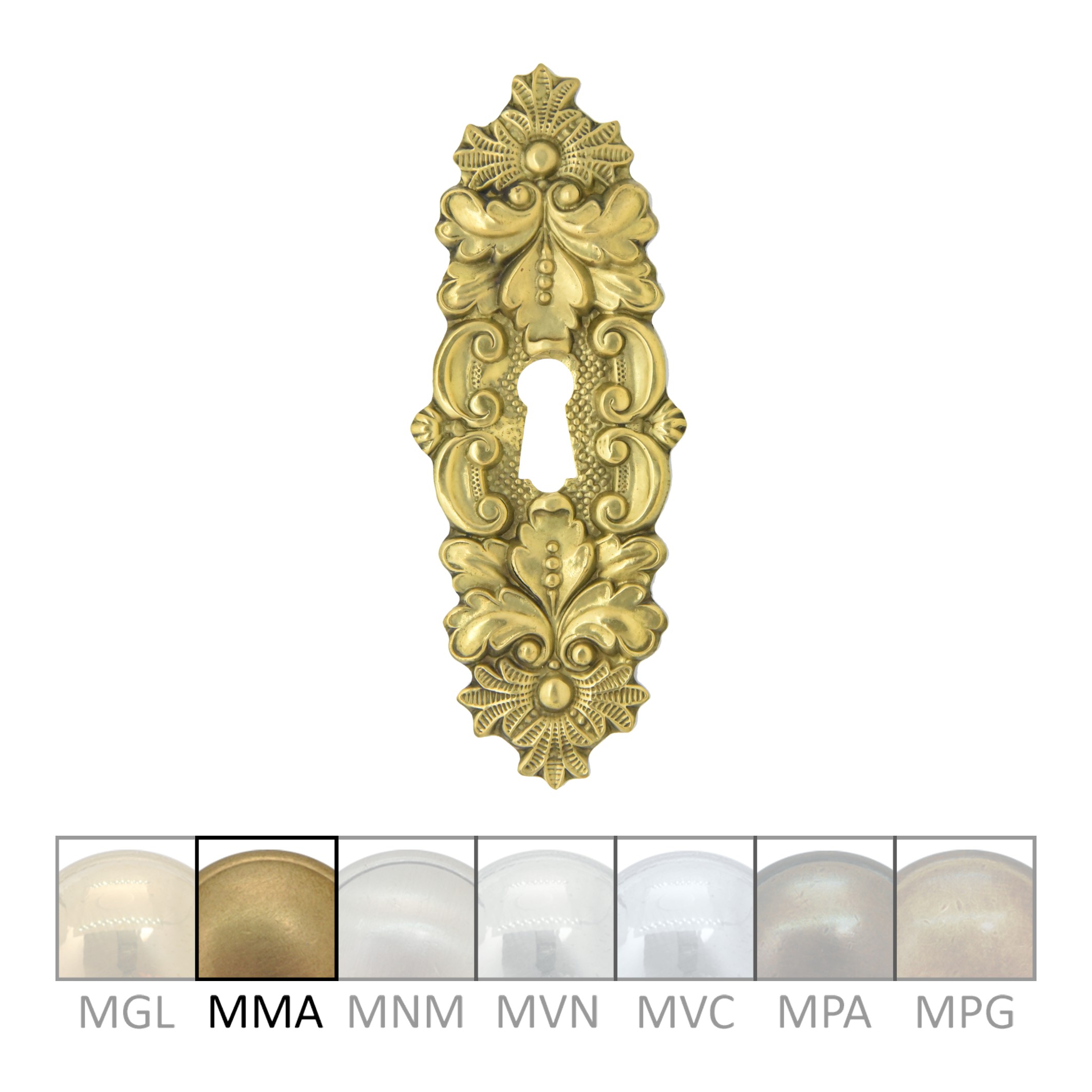 Klassizismus Möbelschild geprägt Messing MMA 47x120mm mit Schlüsselloch Serie KL062 Bild1