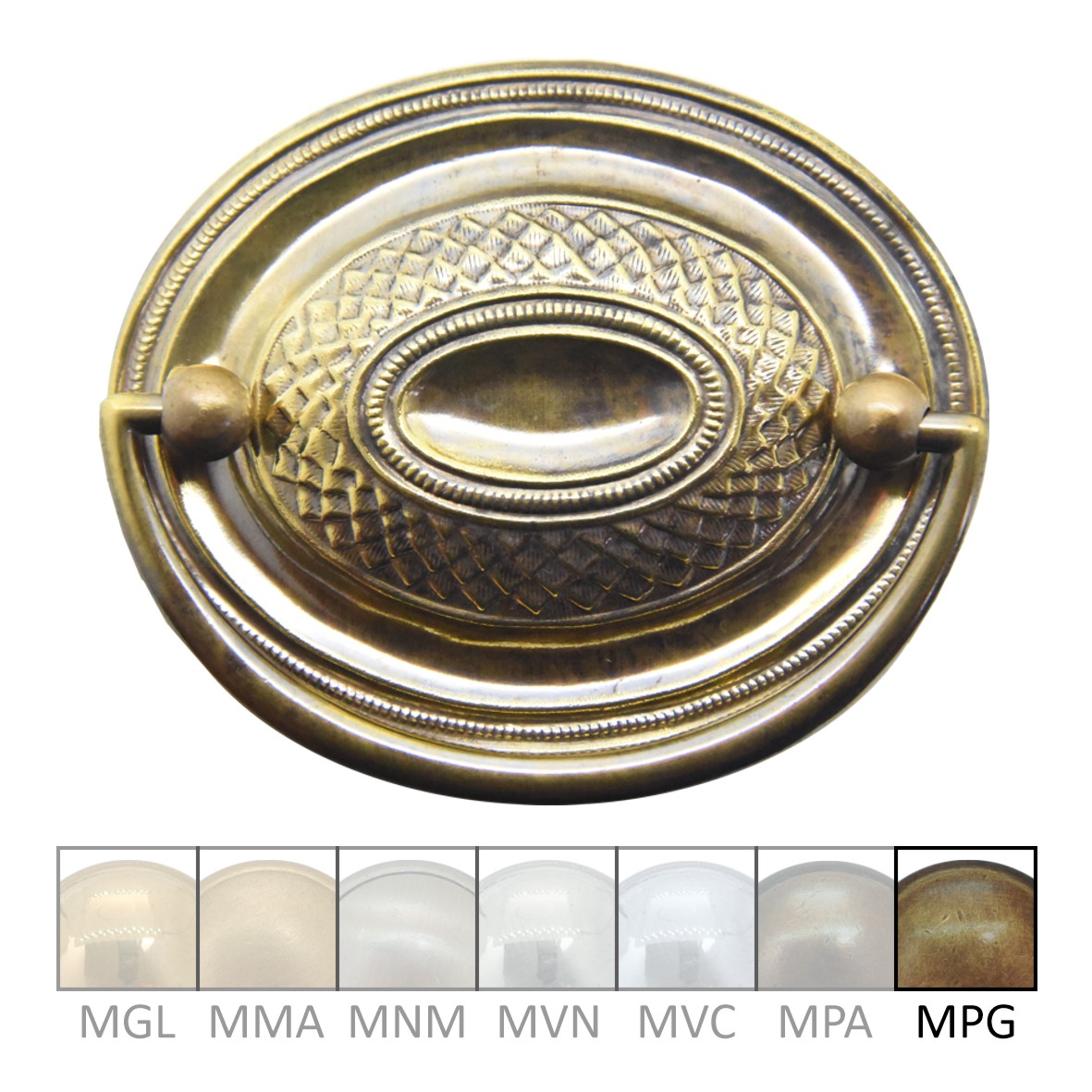 Klassizismus Möbelschild geprägt Messing MPG 88x70mm mit Griff Serie KL108 Bild1