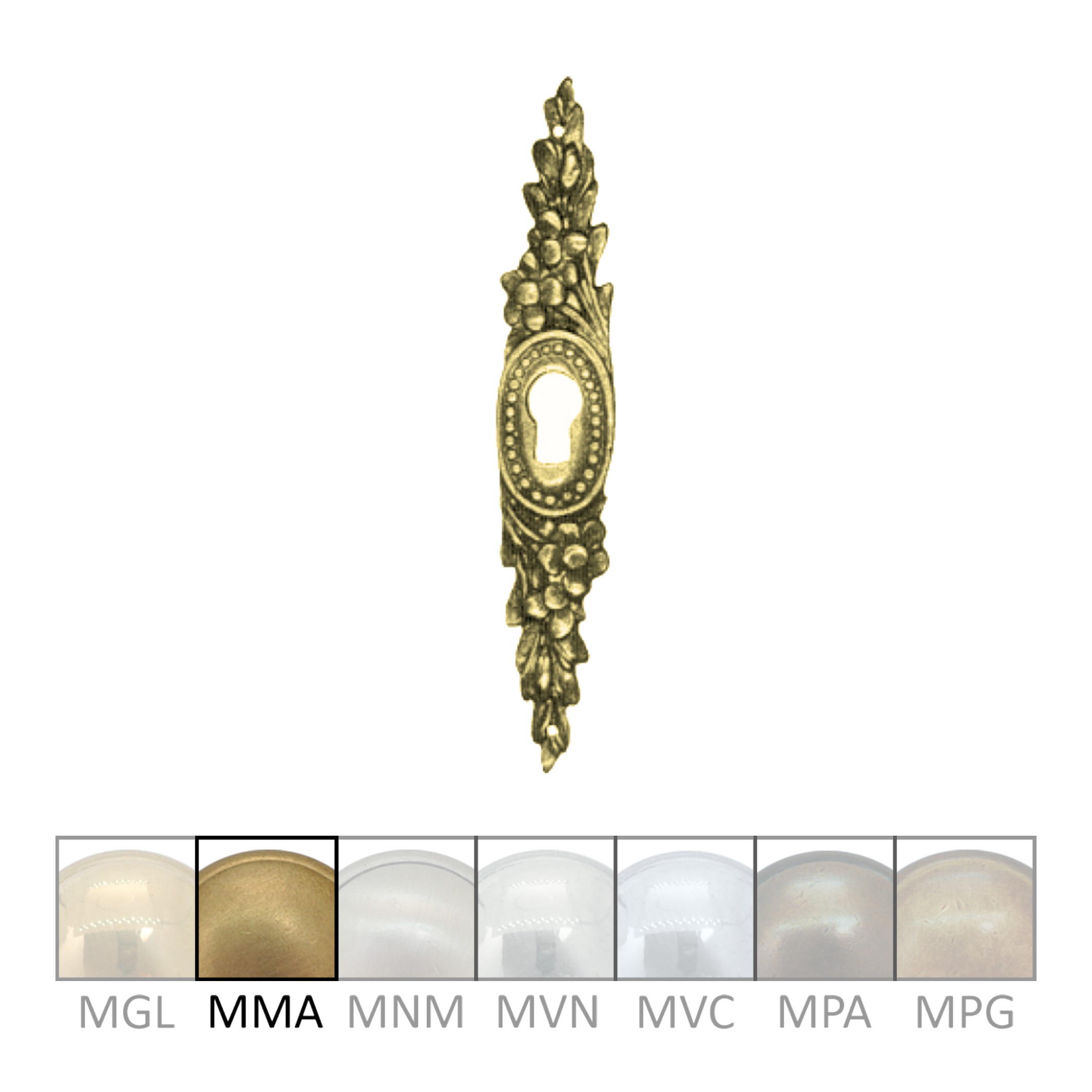 Klassizismus Möbelschild geprägt Messing MMA 20x115mm mit Schlüsselloch Serie KL014 Bild1