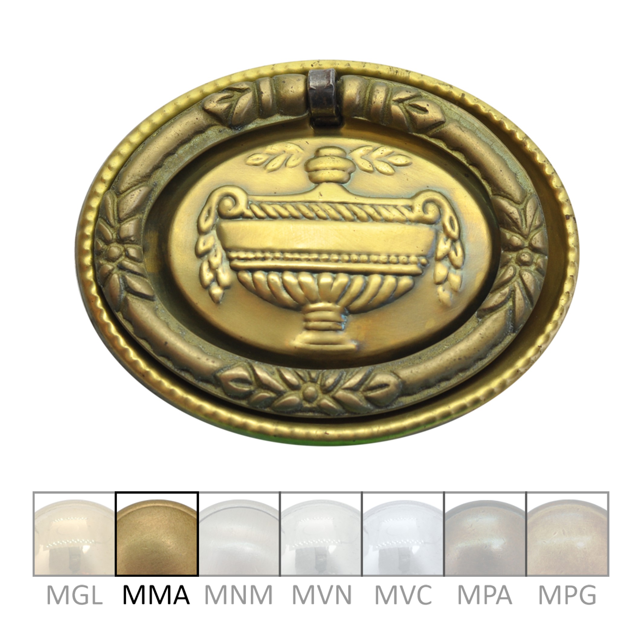 Klassizismus Möbelschild geprägt Messing MMA 70x60mm mit Griff Serie KL085 Bild1