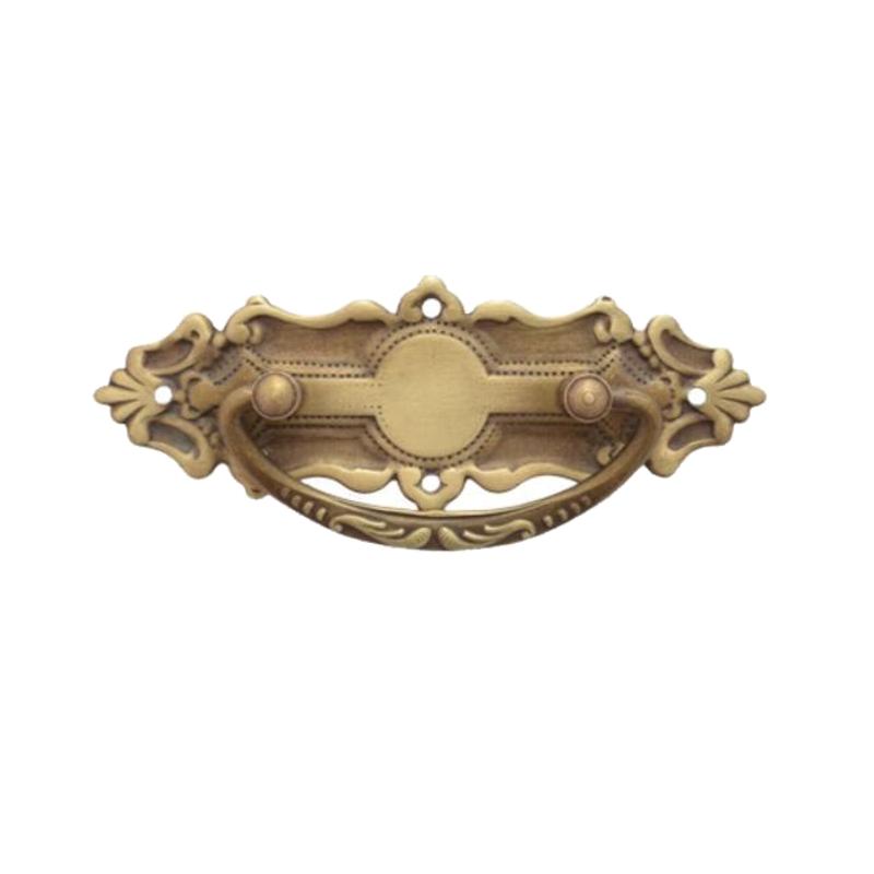 Historismus Möbelschild geprägt Messing MPG 94 x 34mm mit Griff Serie HI001 Bild1