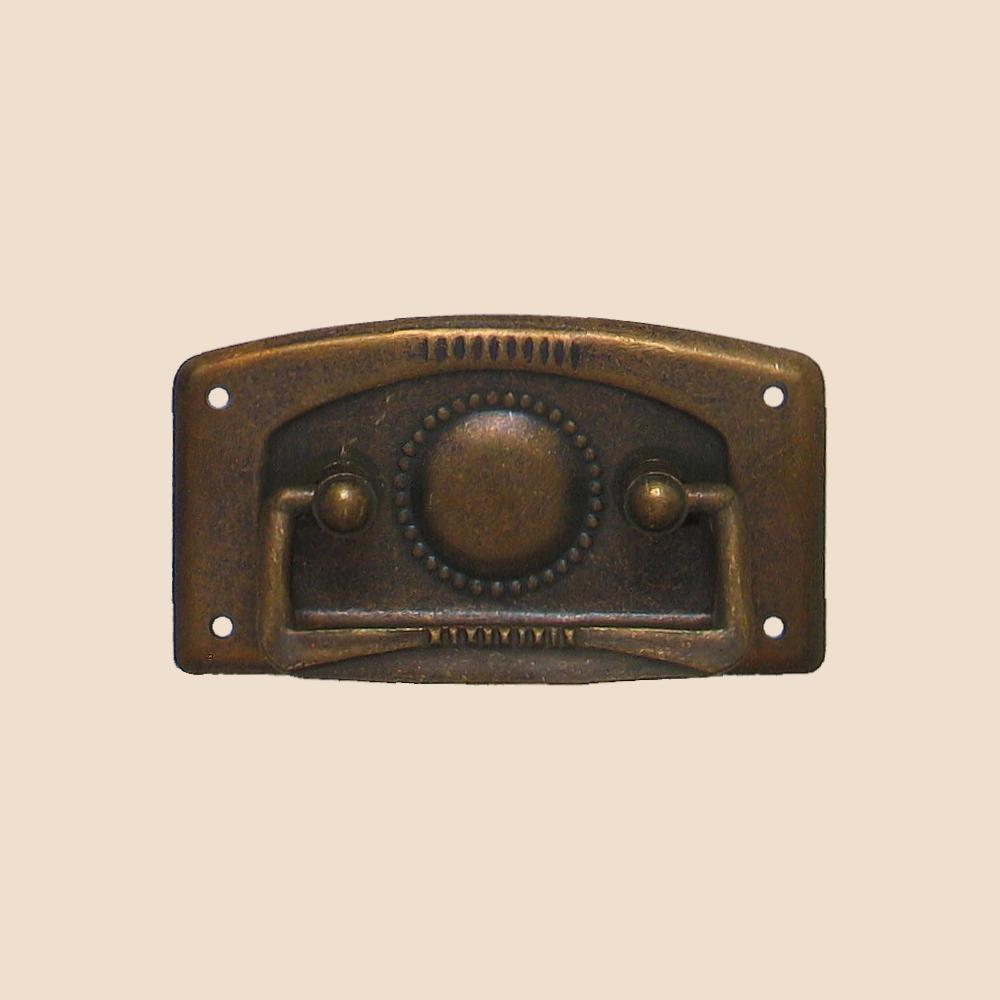 Jugendstil Möbelschild geprägt Messing MPG 67 x 38mm mit Griff Serie JU007 Bild1