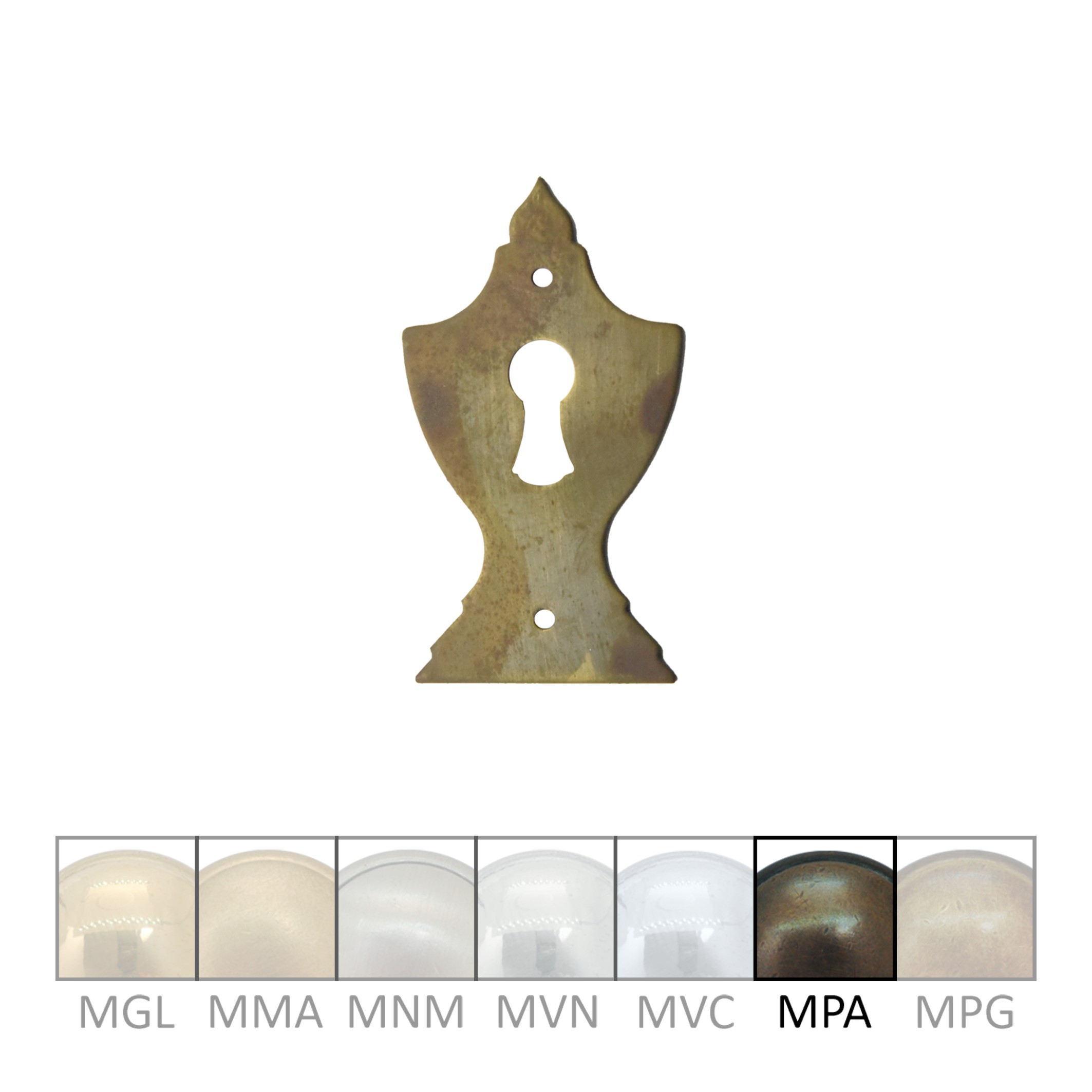 Klassizismus Möbelschild Messing patiniert MPA 35x63mm mit Schlüsselloch Serie KL115 Bild1