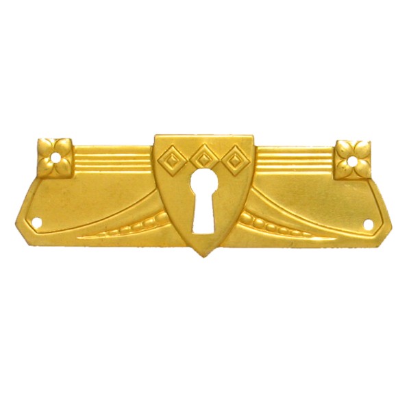 Jugendstil Möbelschild geprägt - Messing glänzend - 97 x 31 mm der Serie JU010 Bild1 Jugendstil Möbelschild geprägt Messing MGL 97 x 31mm mit Schlüsselloch Serie JU010 Bild1