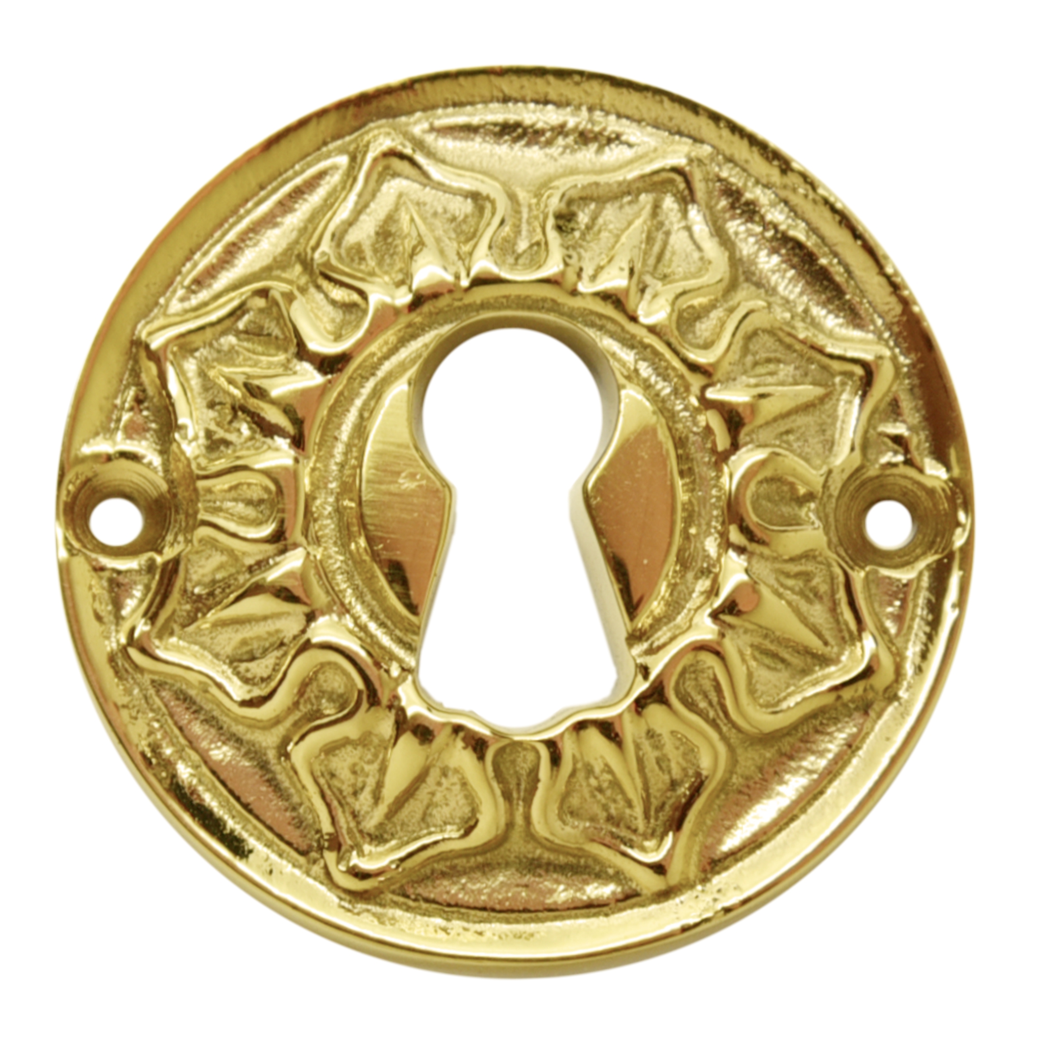 Schlüsselrosette Messing glänzend mit Buntbart-Lochung D