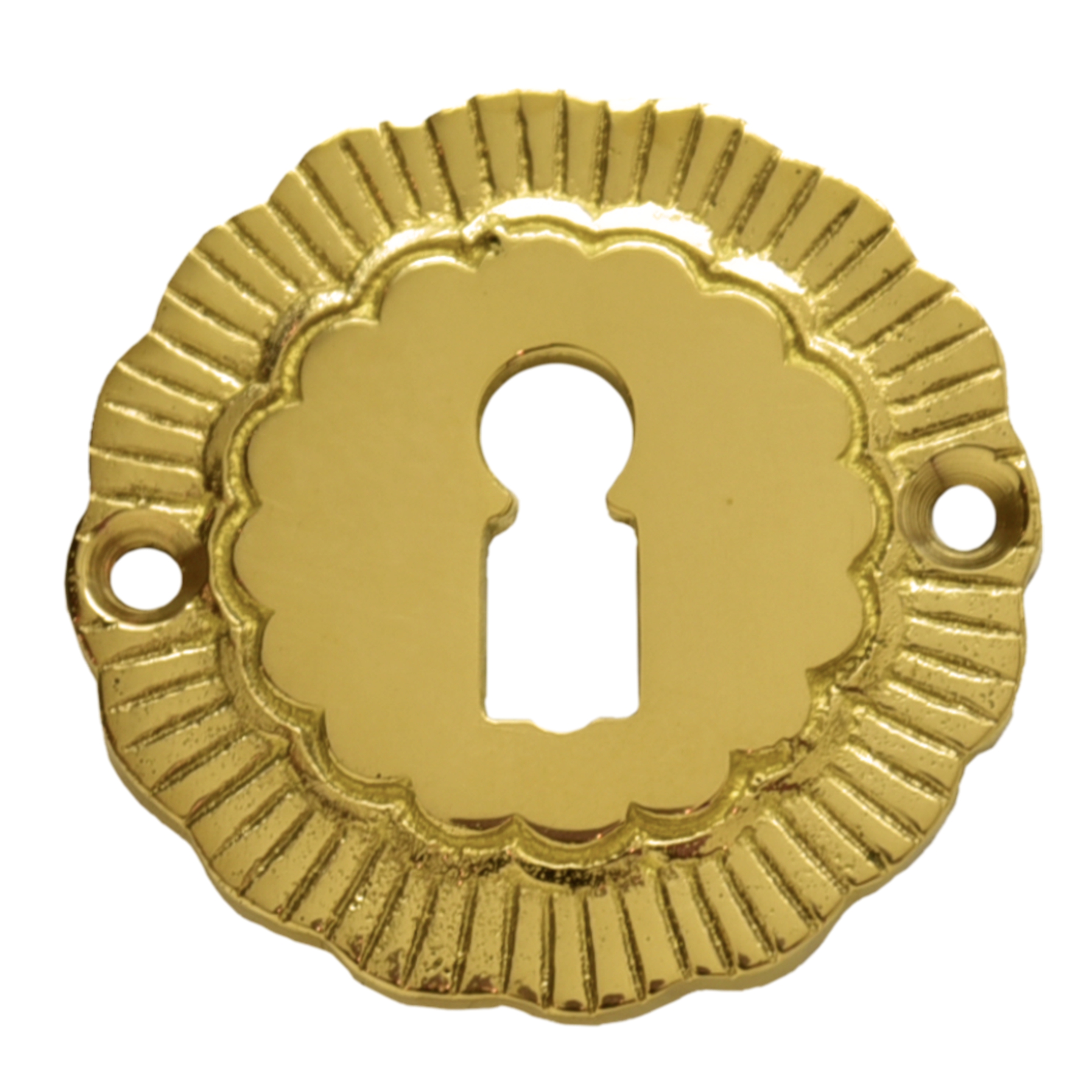 Schlüsselrosette mit Buntbart-Lochung Messing glänzend D
