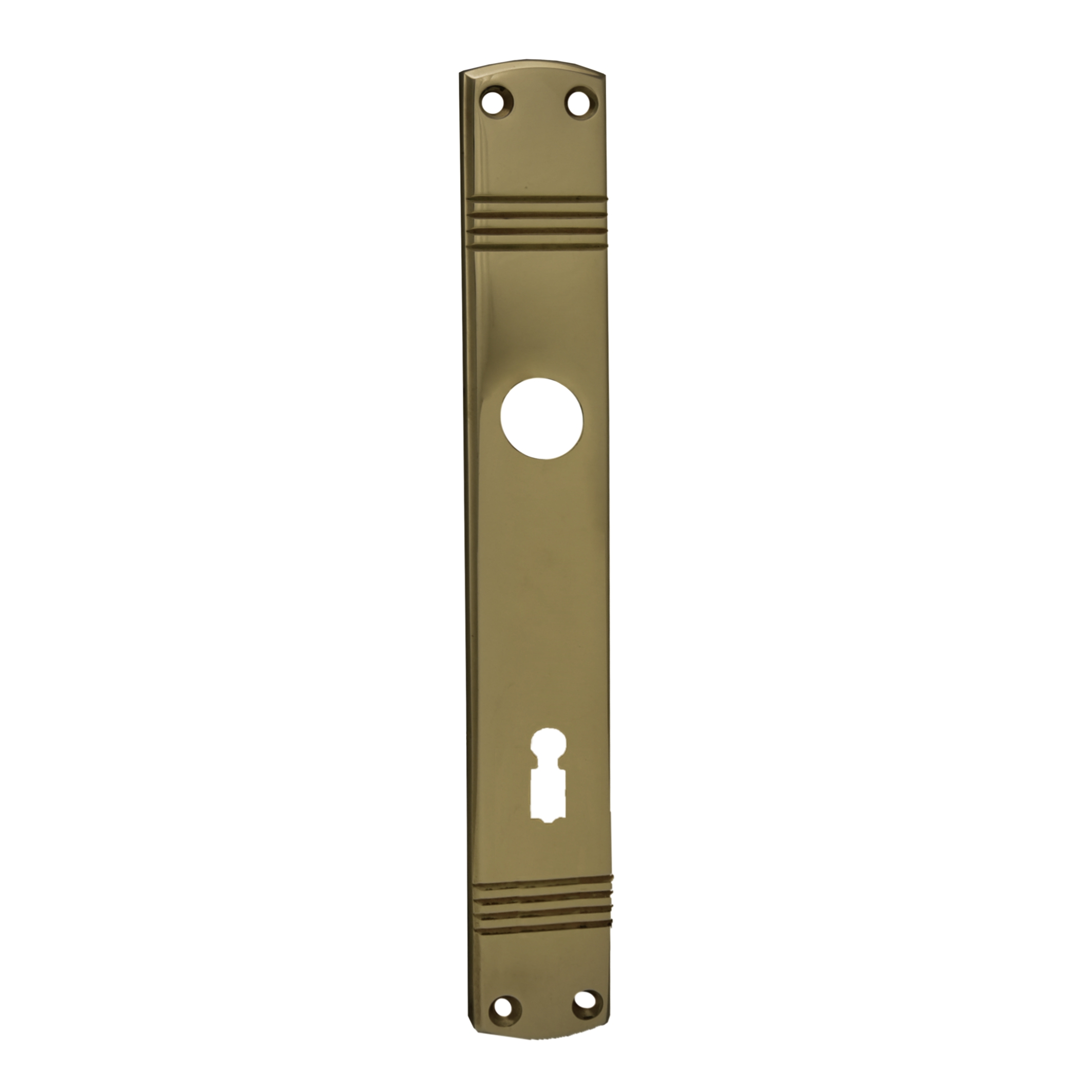 Zimmertürschild Dist. 72 mm BB, Messing patiniert und geputzt L x B