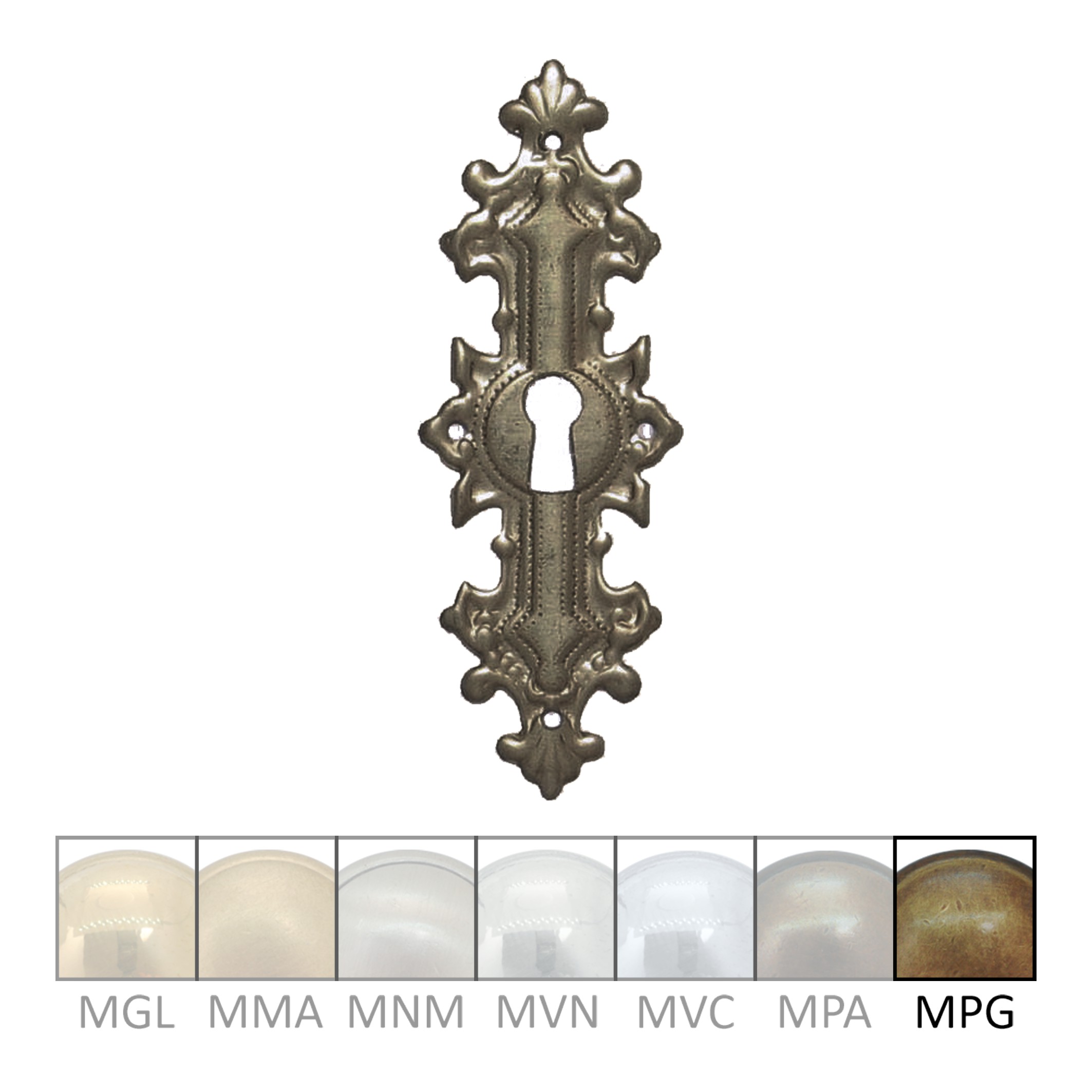 Historismus Möbelschild Messing MPG 34 x 95mm mit Schlüsselloch Serie HI002 Bild1