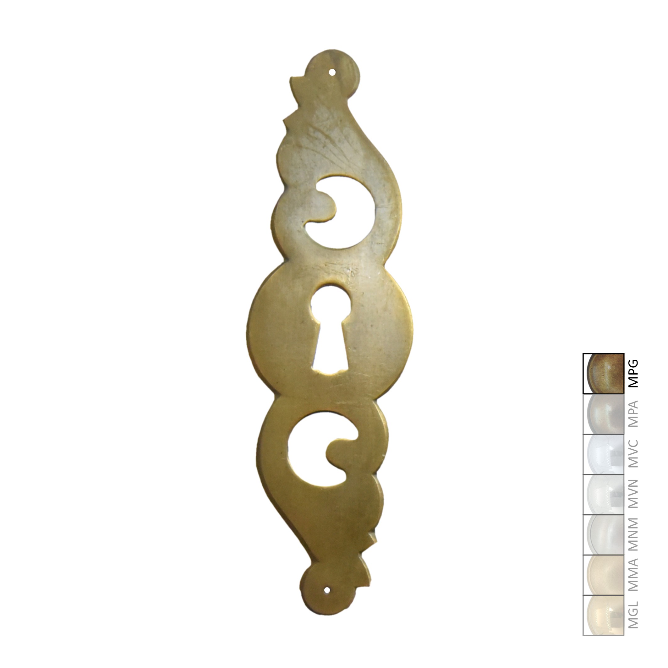 Barock Schlüsselschild 125 x 40mm mit Schlüsselloch, Messing MPG Serie BA013 Bild1
