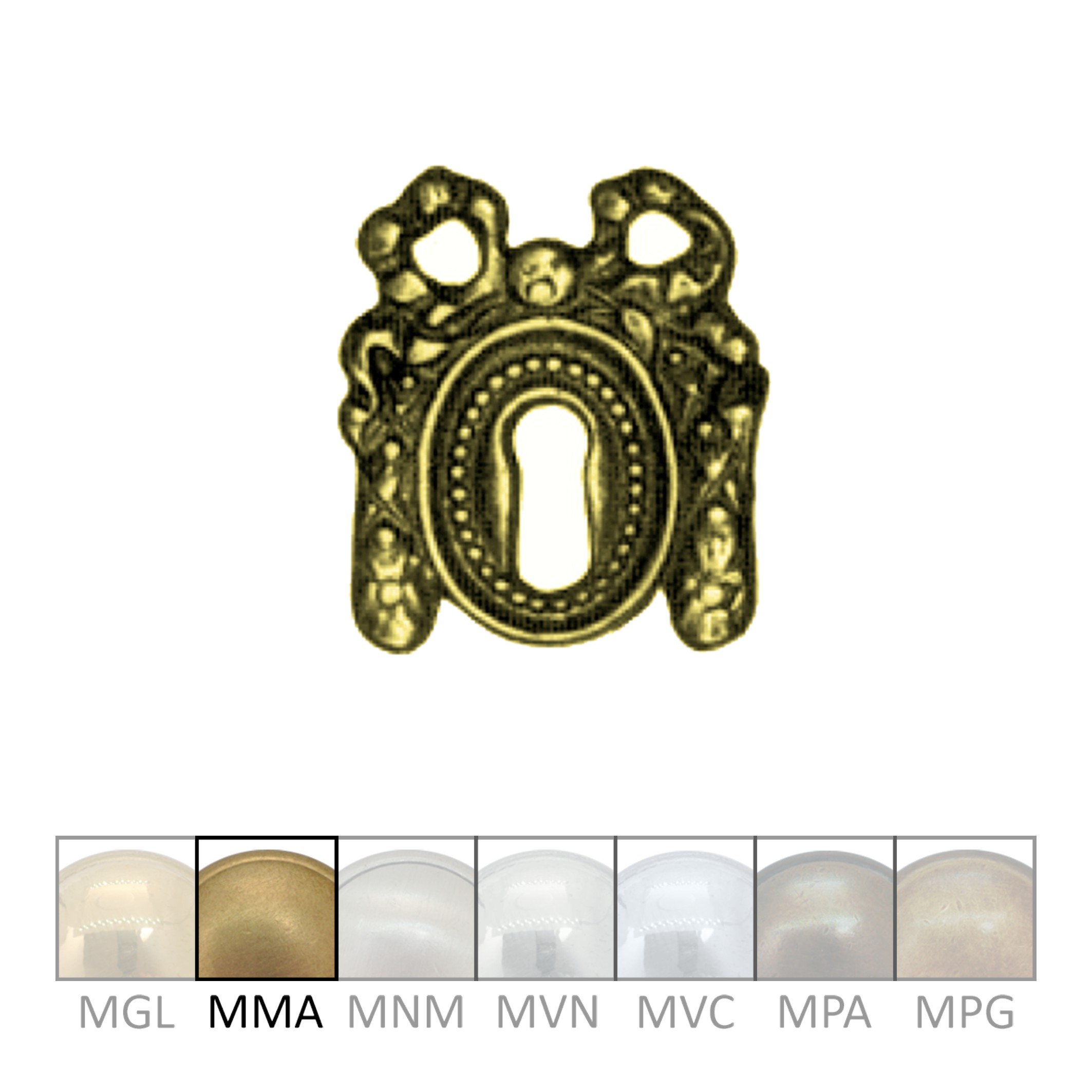 Klassizismus Möbelschild geprägt Messing MMA 45x50mm mit Schlüsselloch Serie KL011 Bild1
