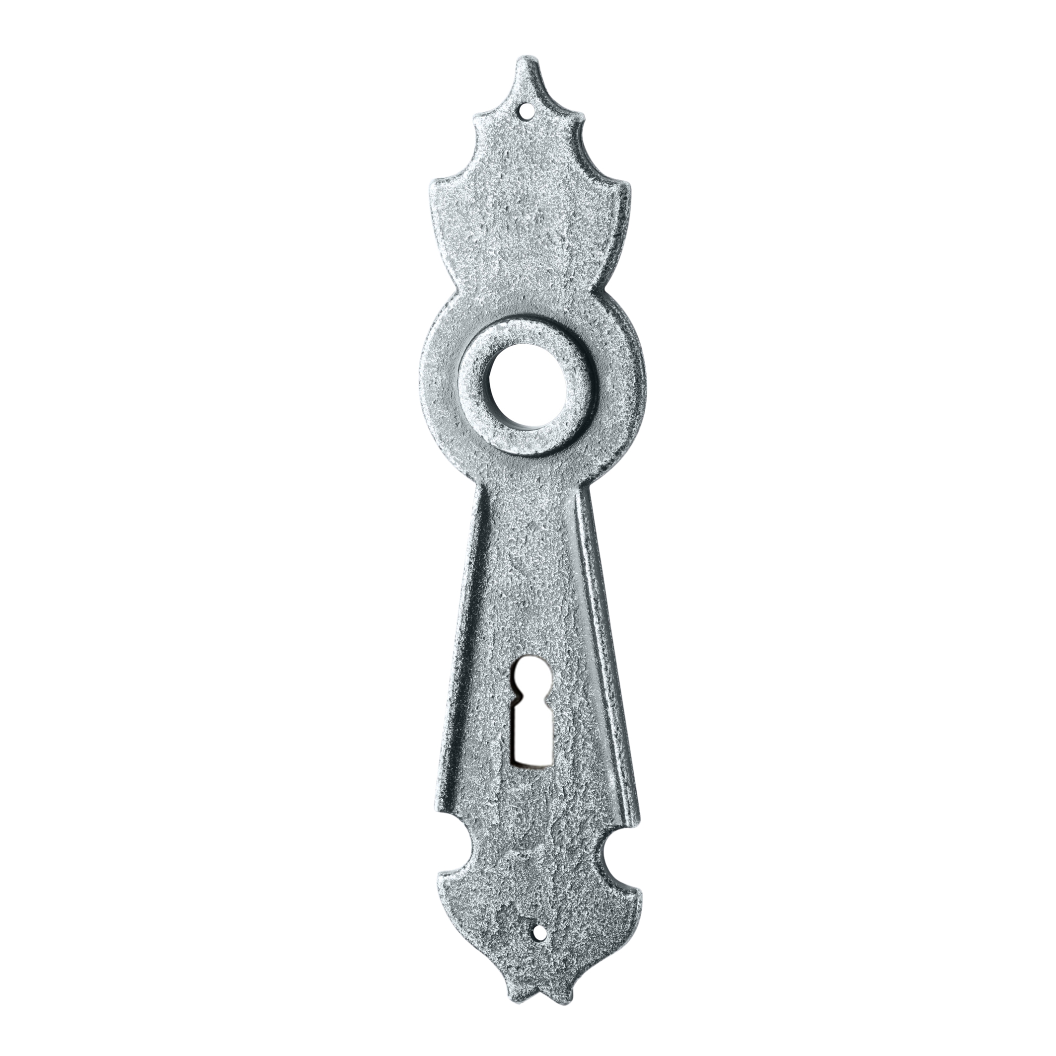Zimmertürschild Dist. 72 mm BB, Eisen thermopatiniert ® L x B