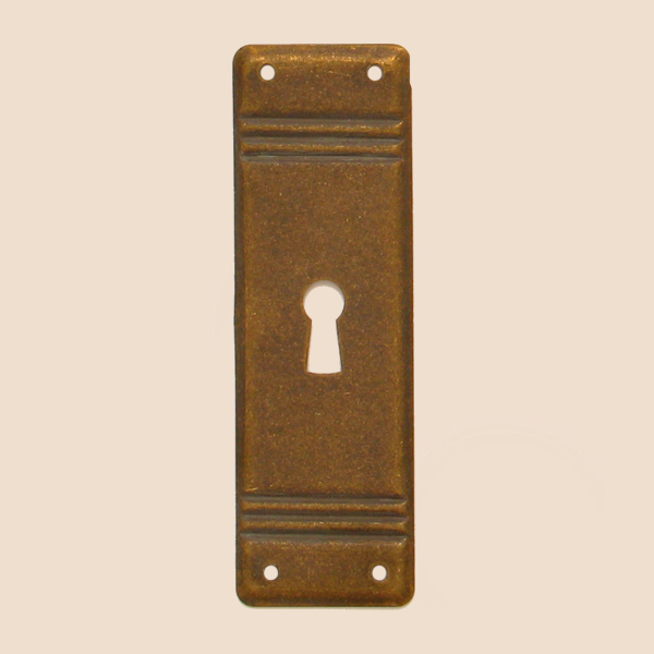Jugendstil Möbelschild Messing MPA 30 x 90mm mit Schlüsselloch Serie JU004 Bild1
