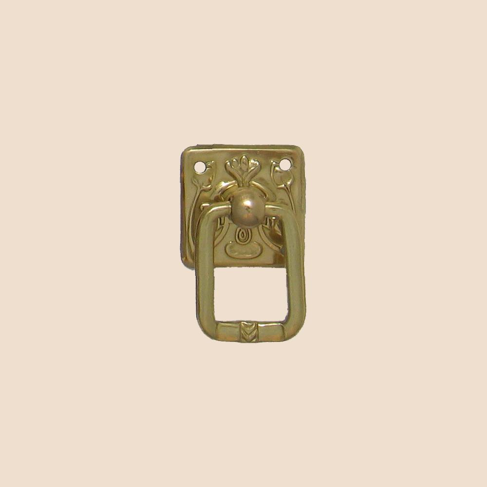 Jugendstil Möbelschild geprägt Messing MGL 25 x 25mm mit Griff Serie JU012 Bild1