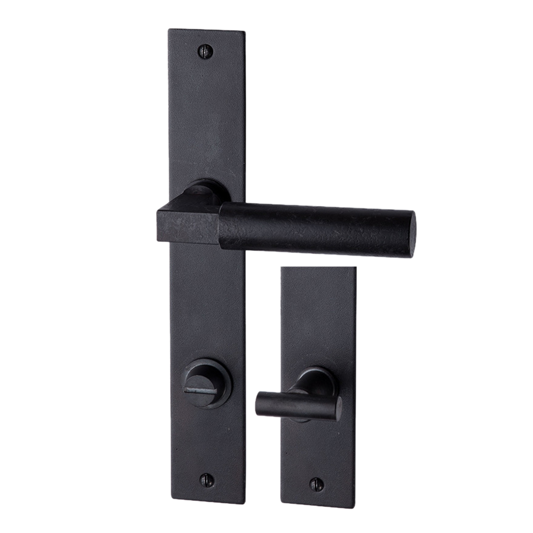 Badezimmertürgarnitur in Eisen Schwarz gebrannt & gewachst WC 78 mit TD041 Serie TG505 Bild1