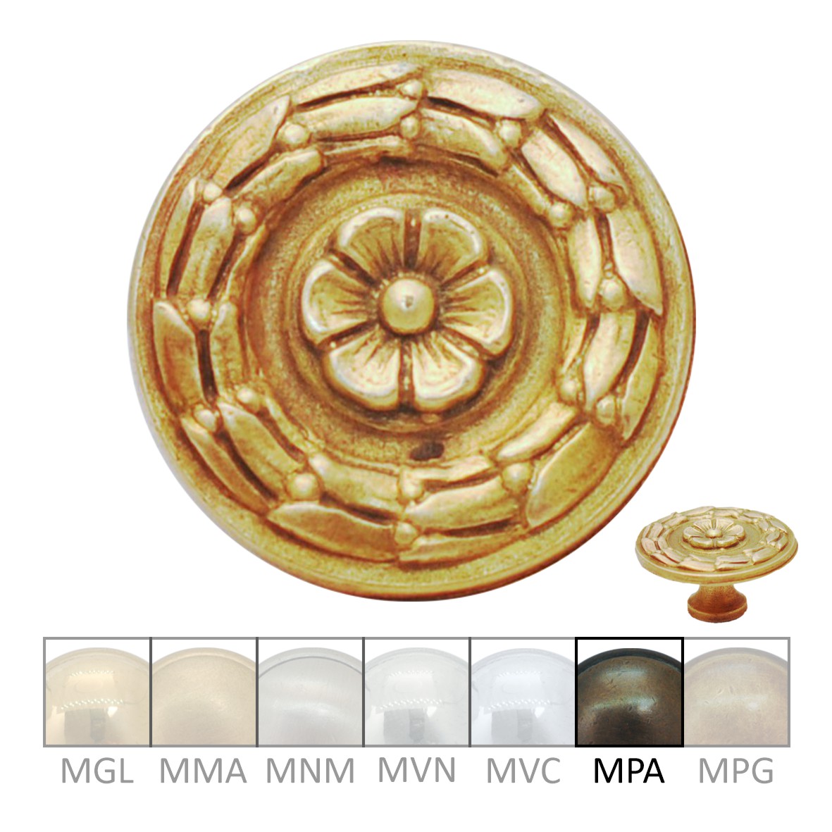 Möbelknopf in Messing patiniert
Knopfdurchmesser Möbelknopf Messing MPA D 27mm Serie KN127 Bild1