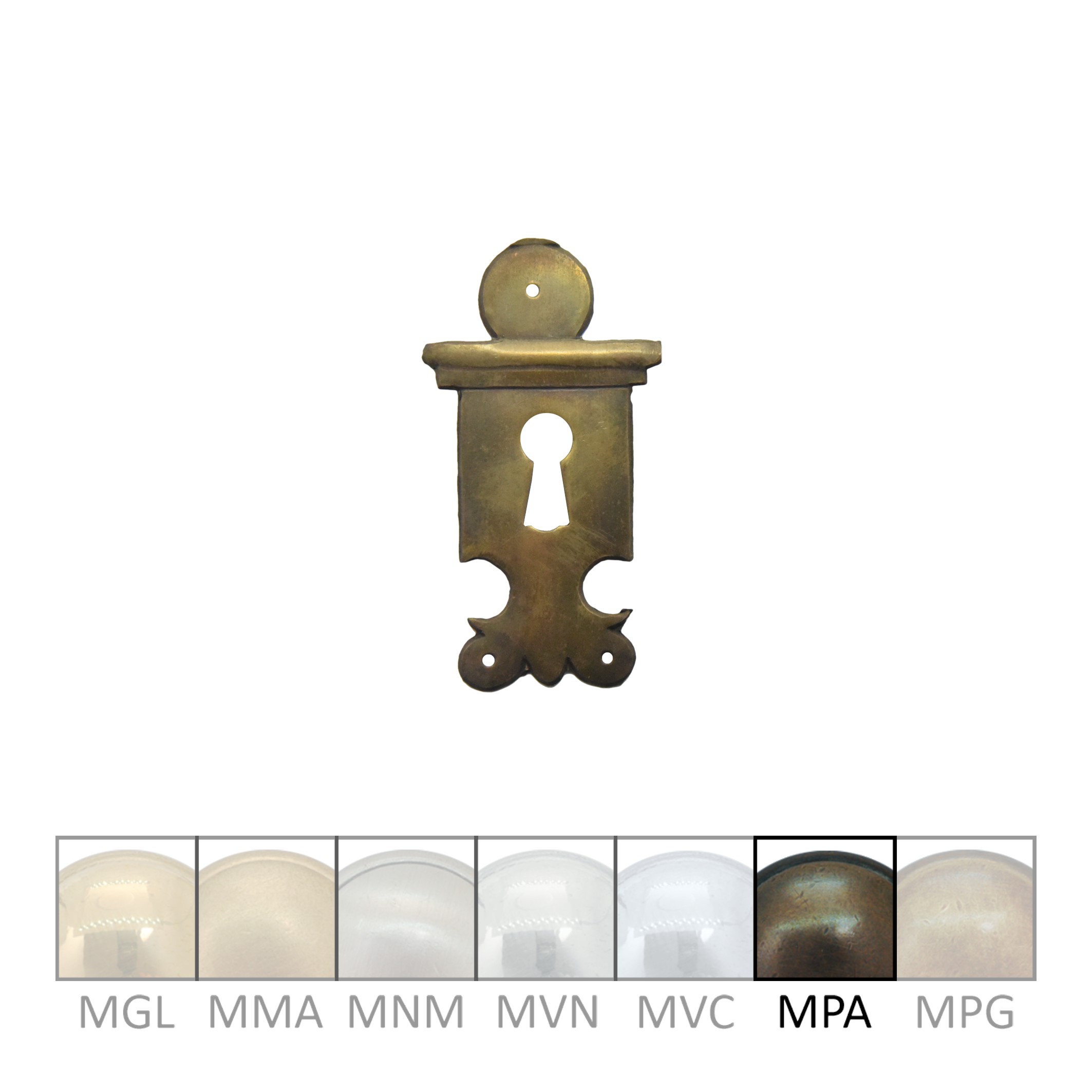 Klassizismus Möbelschild Messing patiniert MPA 40x75mm mit Schlüsselloch Serie KL118 Bild1
