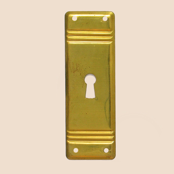 Jugendstil Möbelschild Messing MMA 30 x 90mm mit Schlüsselloch Serie JU004 Bild1