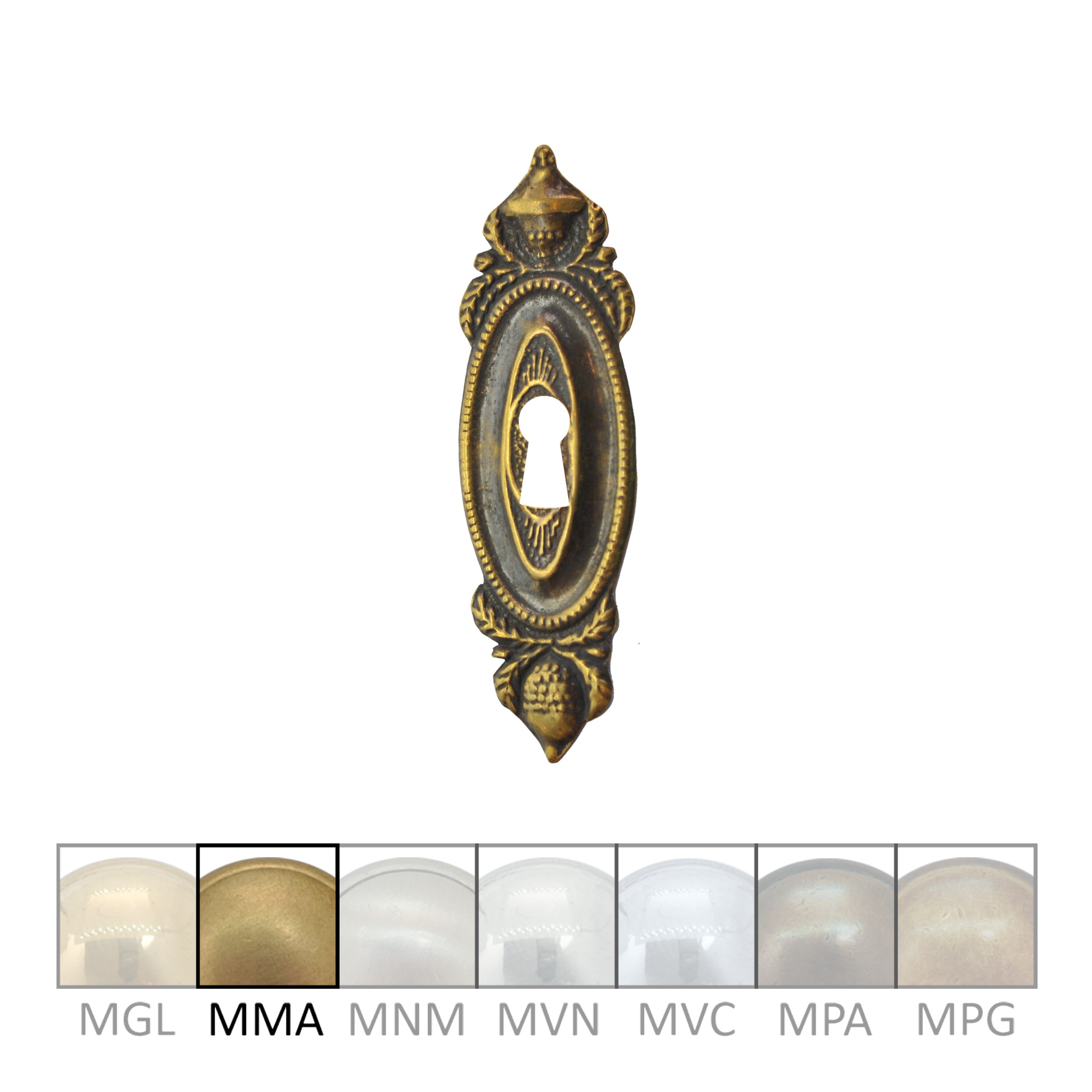 Klassizismus Möbelschild geprägt Messing MMA 30x93mm mit Schlüsselloch Serie KL073 Bild1