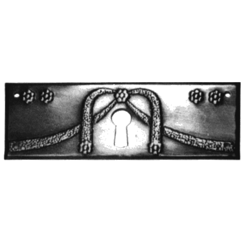 Jugendstil Möbelschild geprägt Messing MMA 95 x 32mm mit Schlüsselloch Serie JU036 Bild1
