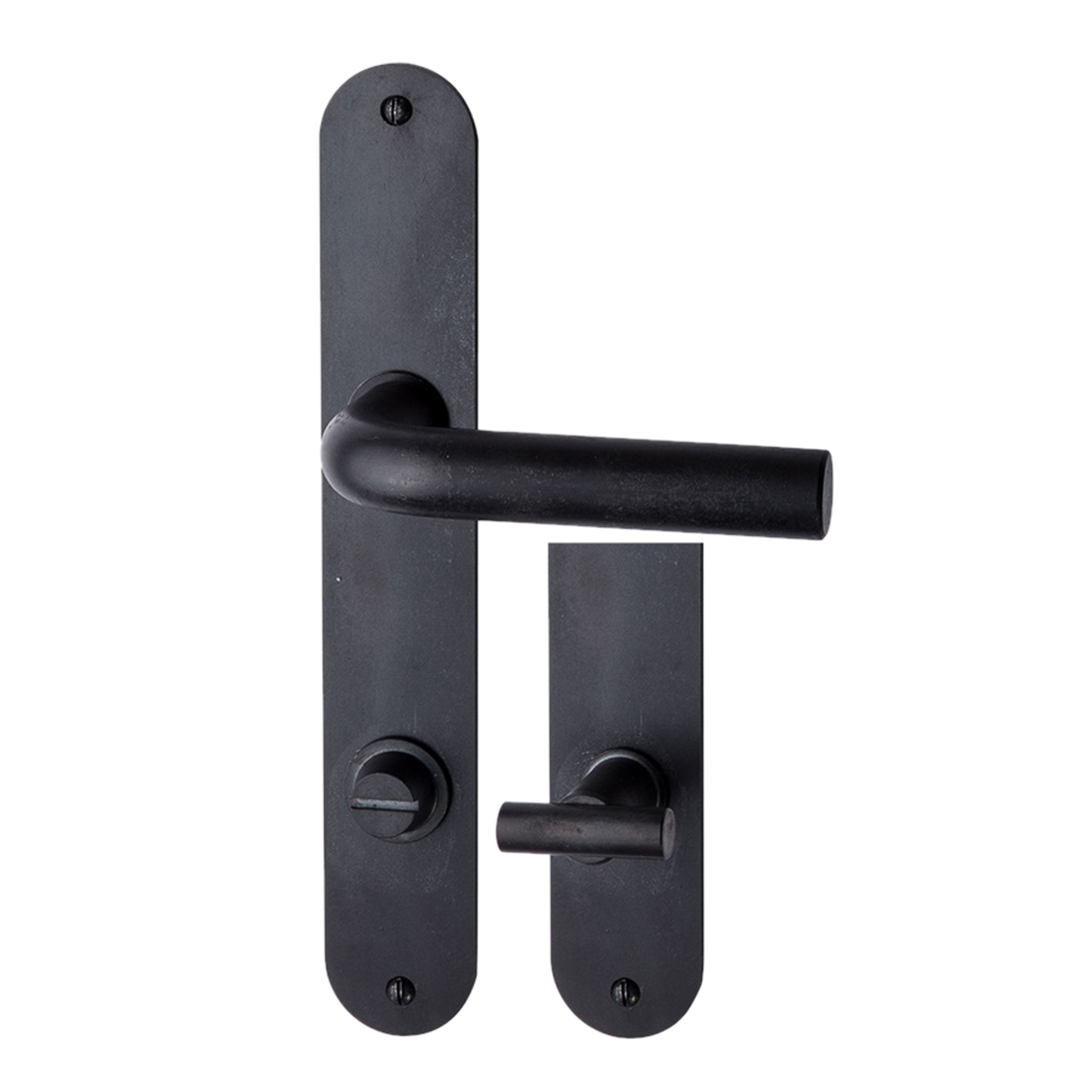 Badezimmertürgarnitur in Eisen Schwarz gebrannt & gewachst WC 78 mit TD084 Serie TG543 Bild1