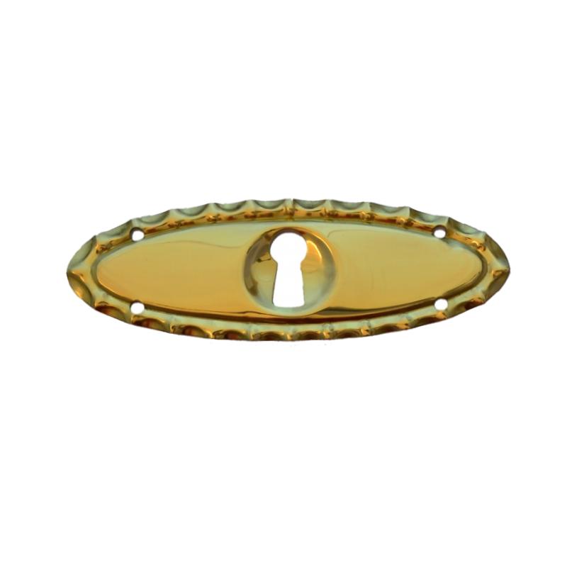 Jugendstil Möbelschild geprägt Messing MGL 80 x 28mm mit Schlüsselloch Serie JU019 Bild1