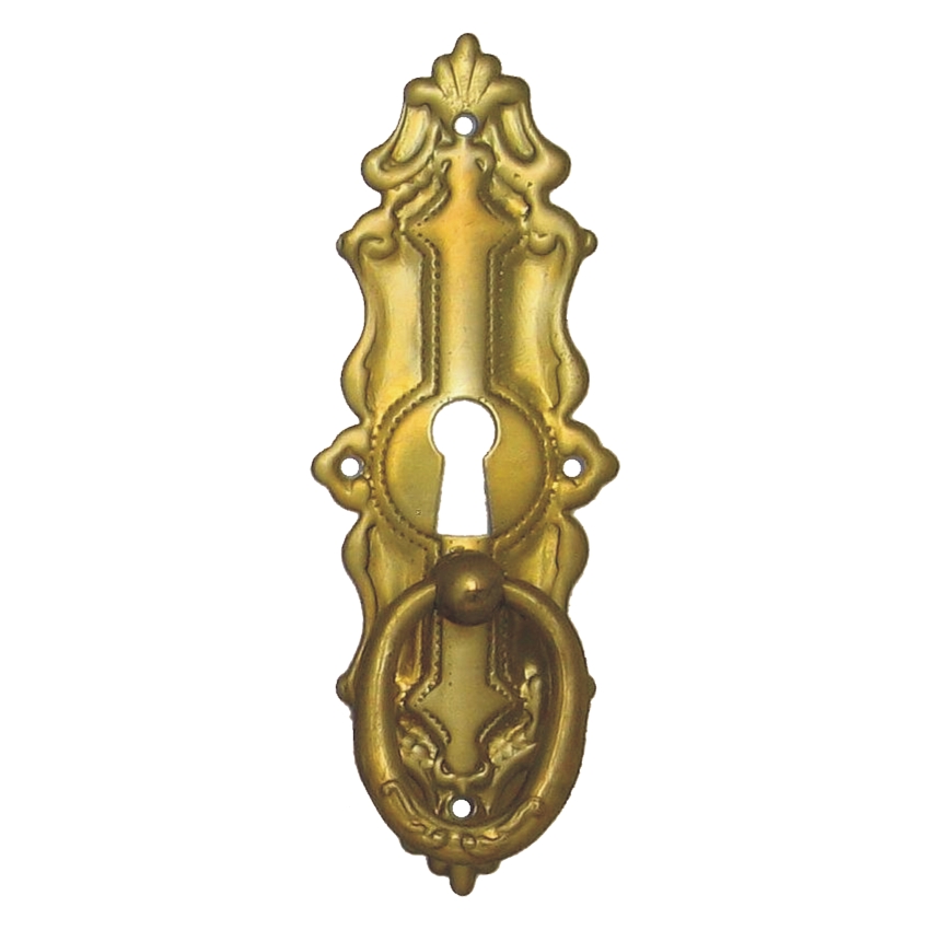Historismus Möbelschild geprägt Messing MMA 34 x 94mm mit Griff und Schlüsselloch Serie HI001 Bild1