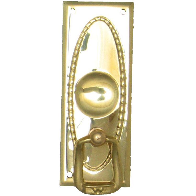 Jugendstil Möbelschild geprägt Messing MGL 32 x 85mm mit Griff Serie JU018 Bild1