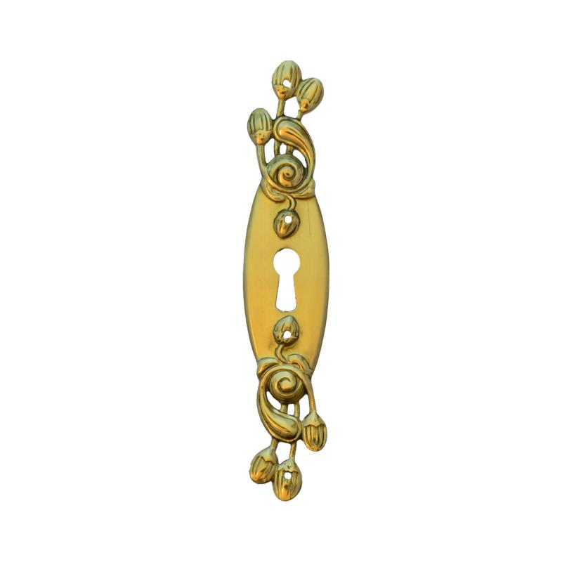 Jugendstil Möbelschild Messing MPG 21 x 105mm mit Schlüsselloch Serie JU009 Bild1