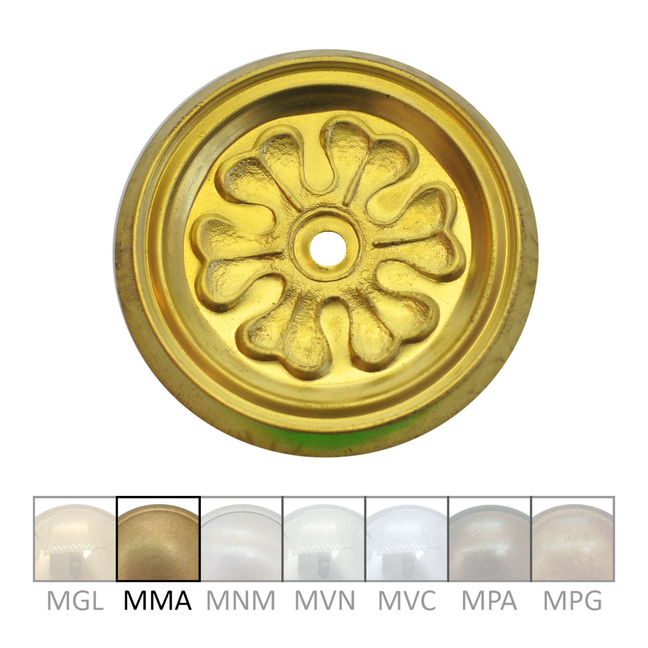 Klassizismus Möbelschild geprägt Messing MMA D60mm Griff Serie KL093 Bild1