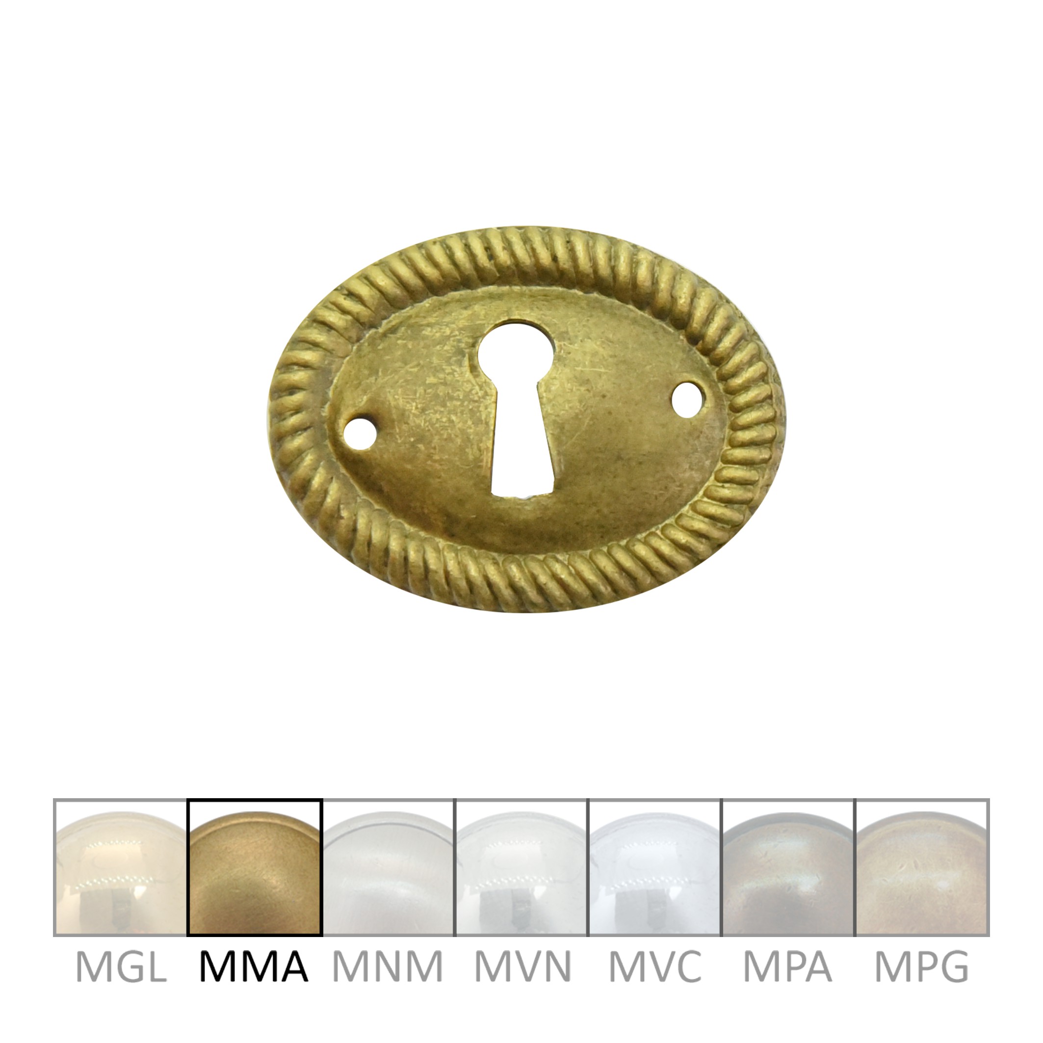 Klassizismus Möbelschild geprägt Messing MMA 40x30mm mit Schlüsselloch Serie KL083 Bild1