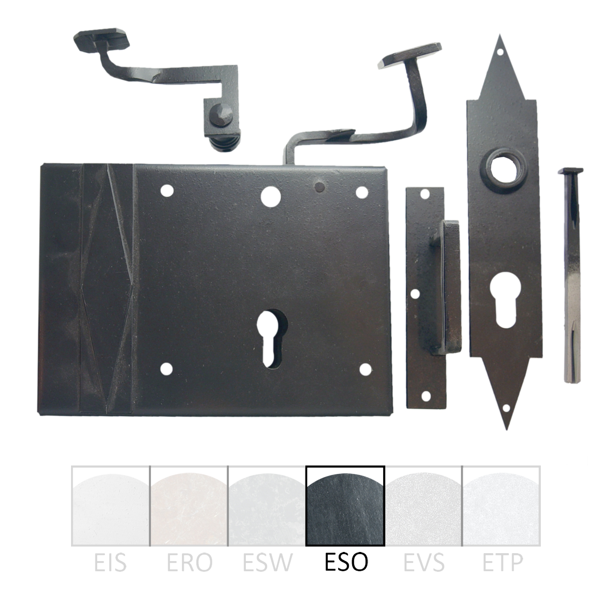 Haustürkastenschloss, geschwärzt, Dorn 90mm, DIN Links, PZ-Schließung vorgerichtet Serie HK001 Bild1