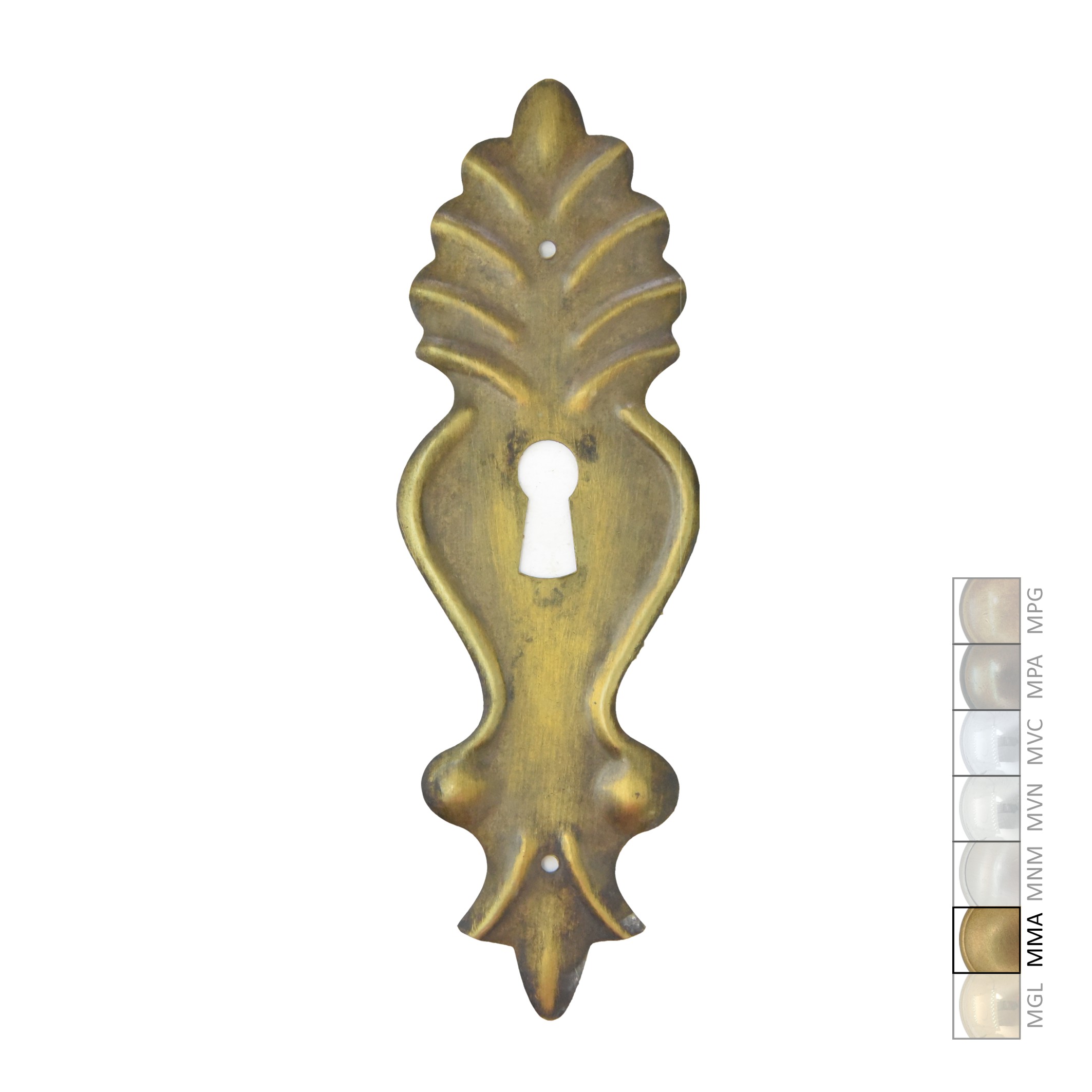 Barock Schlüsselschild 155 x 50mm mit Schlüsselloch, Messing MMA Serie BA010 Bild1