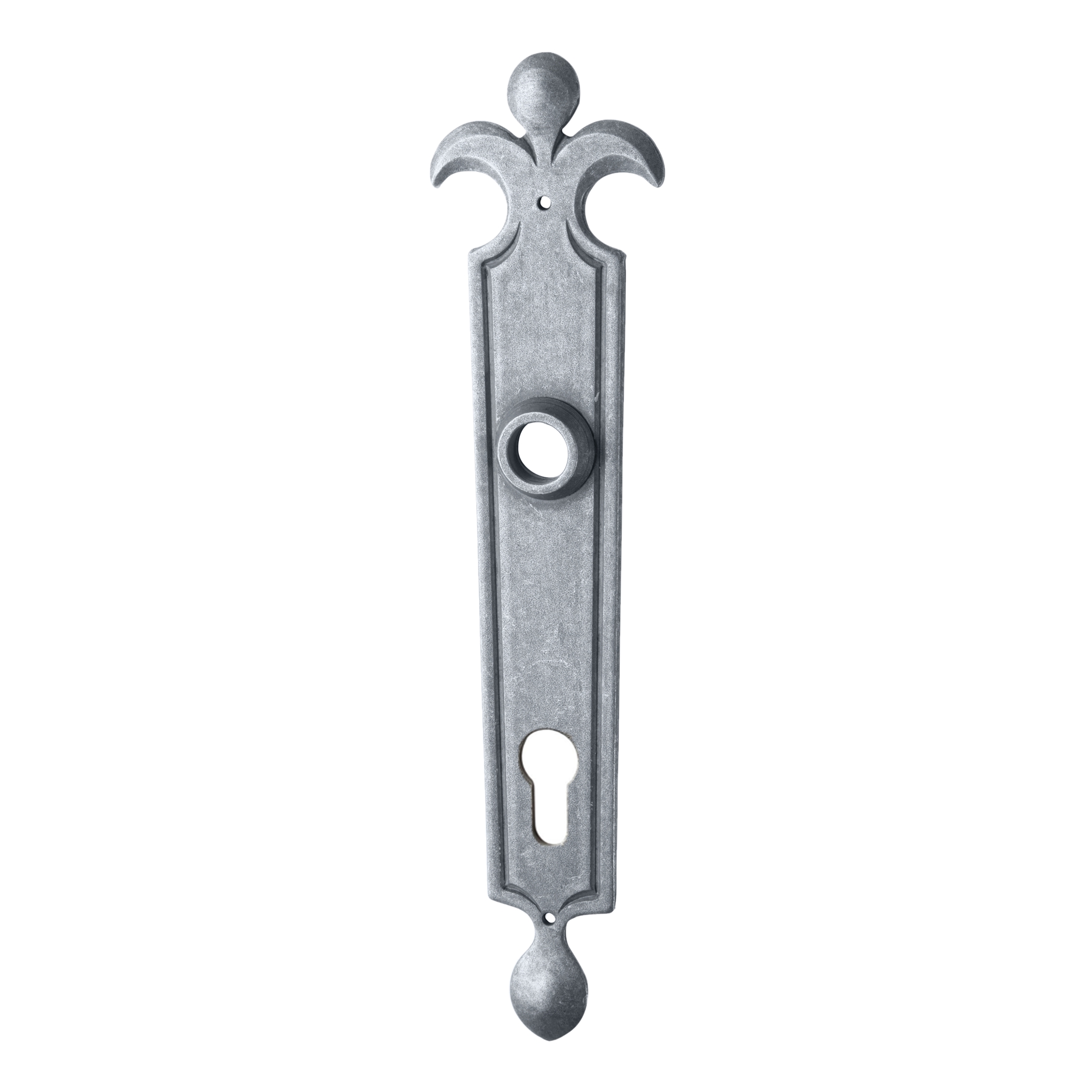 Haustürschild Dist. 92 mm PZ, Eisen thermopatiniert ® L x B
