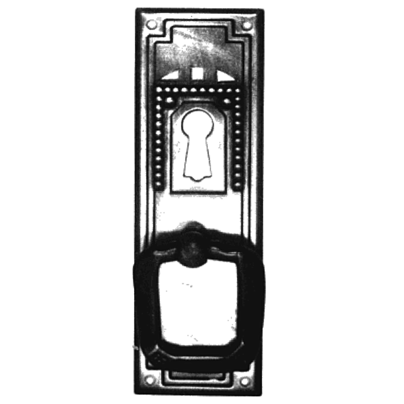 Jugendstil Möbelschild geprägt Messing MMA 30 x 95mm mit Griff und Schlüsselloch Serie JU024 Bild1