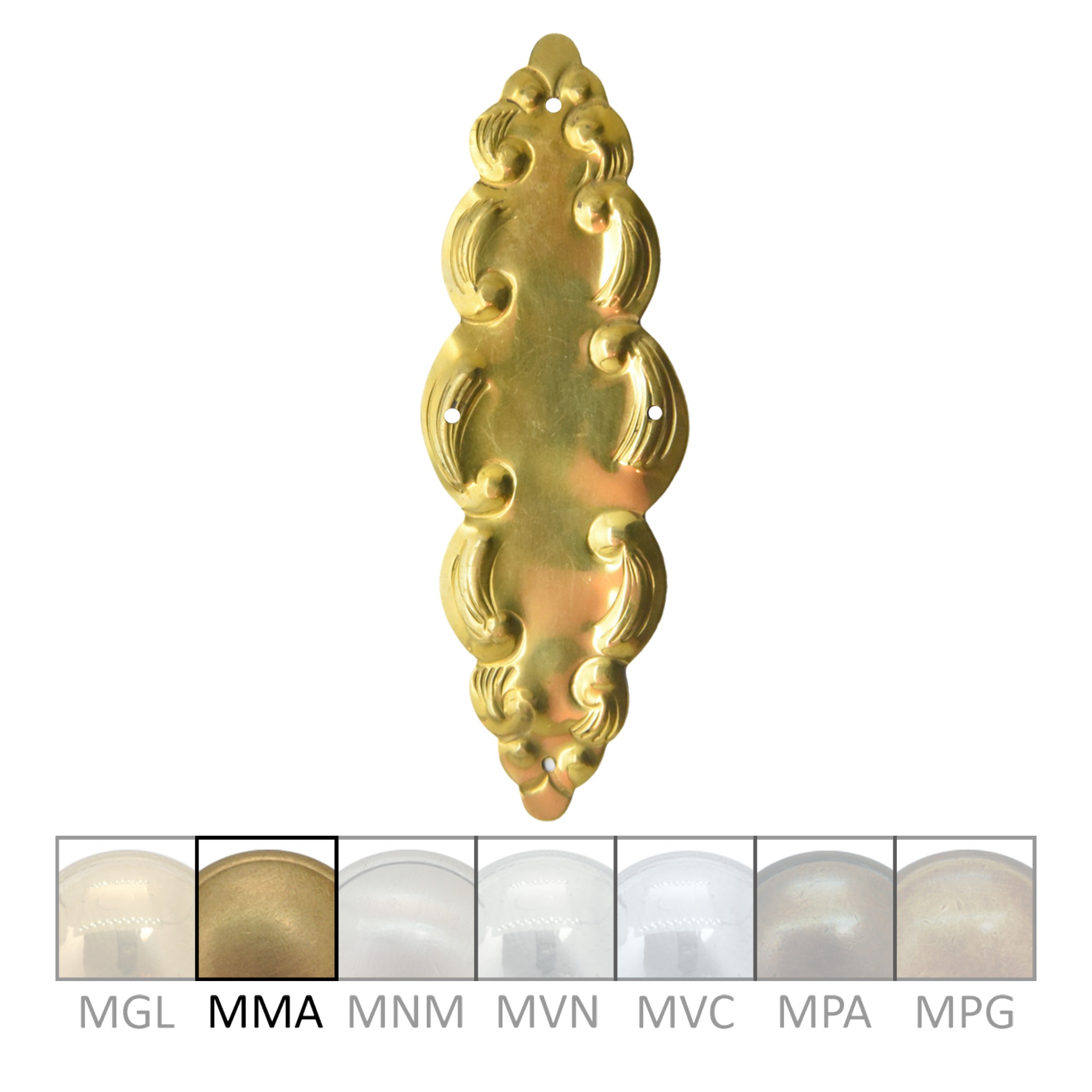 Schlüsselschild Hochkant , Messing matt, 45 x 135 mm der Serie BA027 Bild1 Barock Schlüsselschild 45 x 135mm , Messing MMA Serie BA027 Bild1