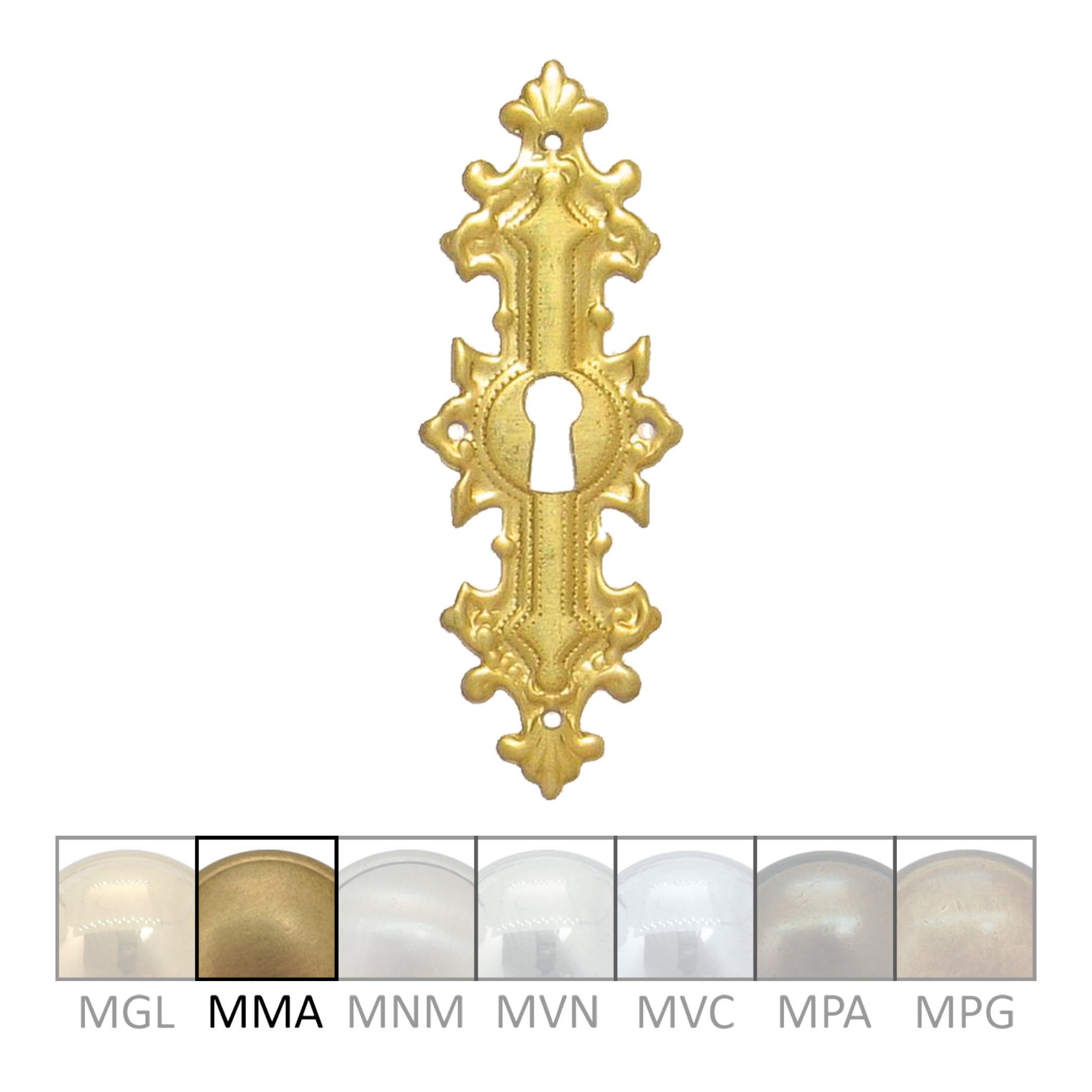 Historismus Möbelschild Messing MMA 34 x 95mm mit Schlüsselloch Serie HI002 Bild1
