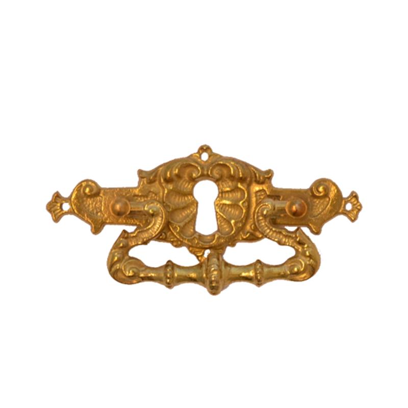 Historismus Möbelschild gegossen Messing MMA 92 x 36mm mit Griff und Schlüsselloch Serie HI005 Bild1
