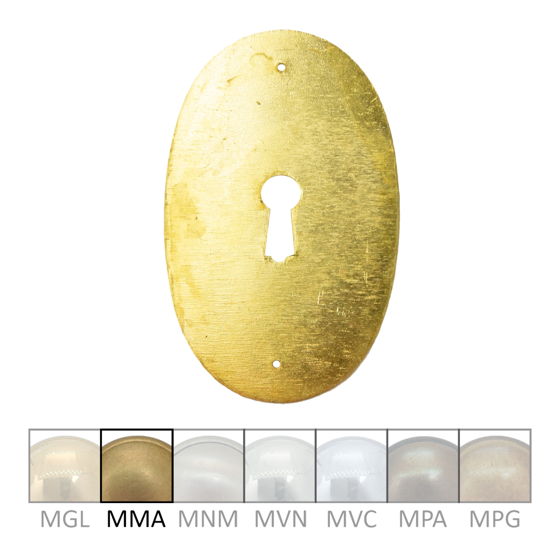 Klassizismus Möbelschild geprägt Messing MMA 45x65mm mit Schlüsselloch Serie KL005 Bild1