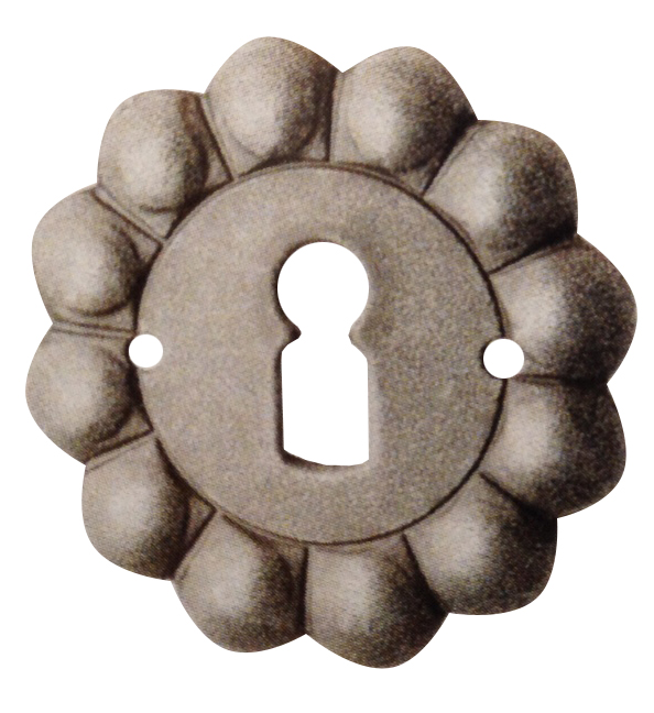 Schlüssellochrosette BB-Lochung Eisen thermopatiniert ® D