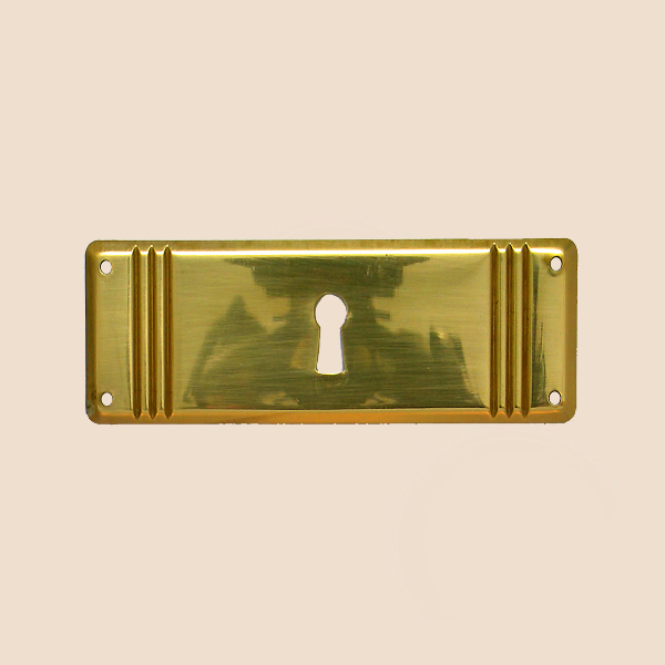 Jugendstil Möbelschild geprägt Messing MMA 110 x 35mm mit Schlüsselloch Serie JU004 Bild1