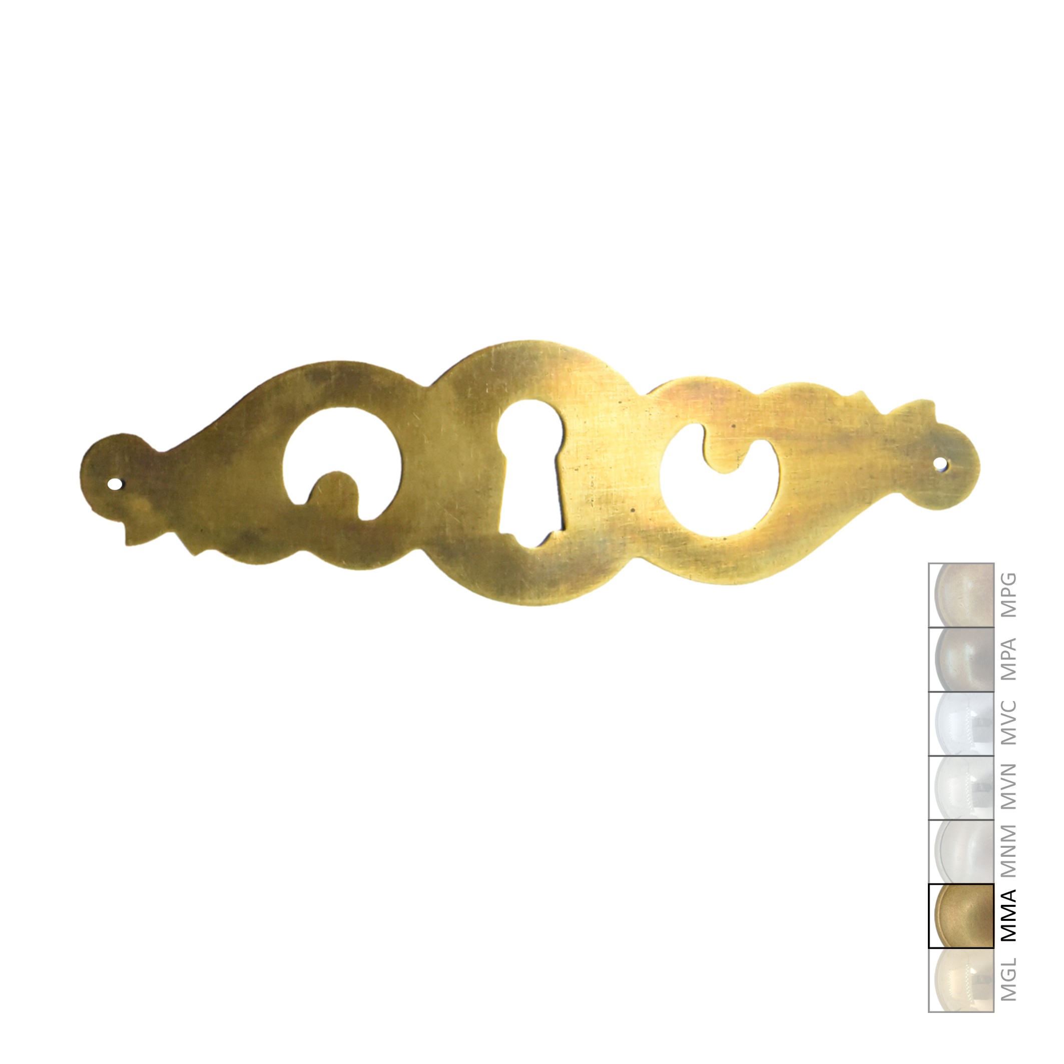 Barock Schlüsselschild 40 x 155mm mit Schlüsselloch, Messing MMA Serie BA013 Bild1