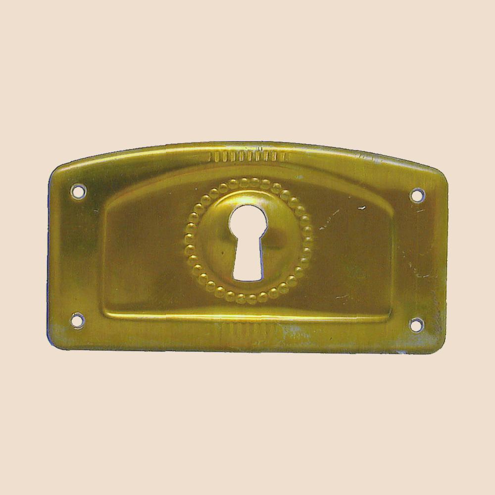 Jugendstil Möbelschild geprägt Messing MMA 80 x 42mm mit Schlüsselloch Serie JU007 Bild1