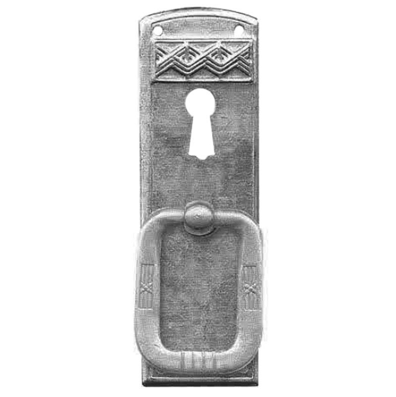 Jugendstil Möbelschild geprägt Messing MPA 28 x 85mm mit Griff und Schlüsselloch Serie JU028 Bild1