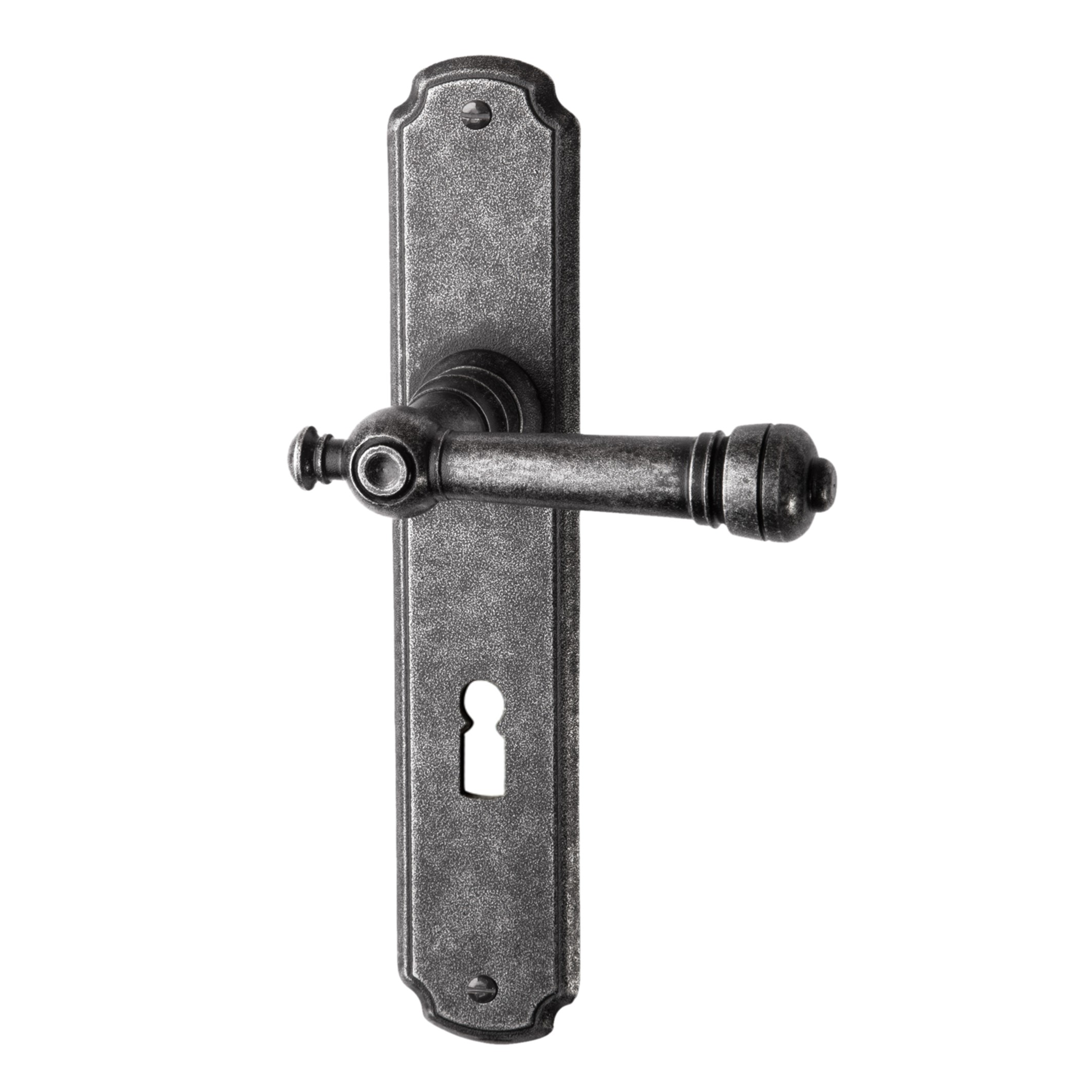 Zimmertürgarnitur in Schmiedeeisen schwarz passiviert BB 72 mit TD057 Serie TG502 Bild1