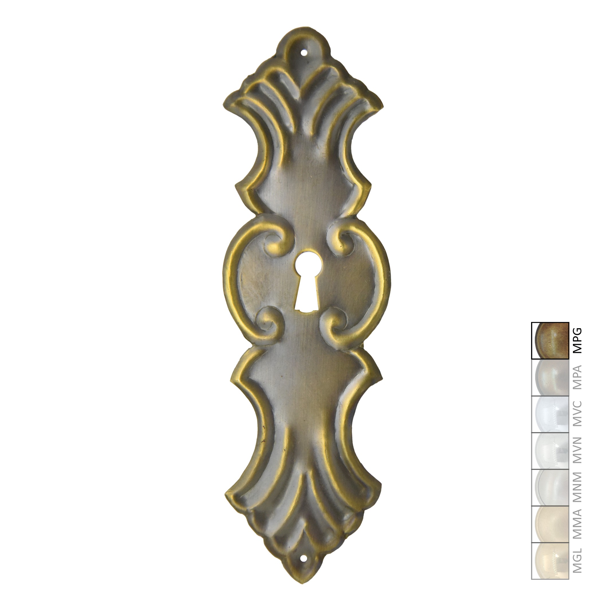 Barock Schlüsselschild 50 x 165mm mit Schlüsselloch, Messing MPG Serie BA021 Bild1