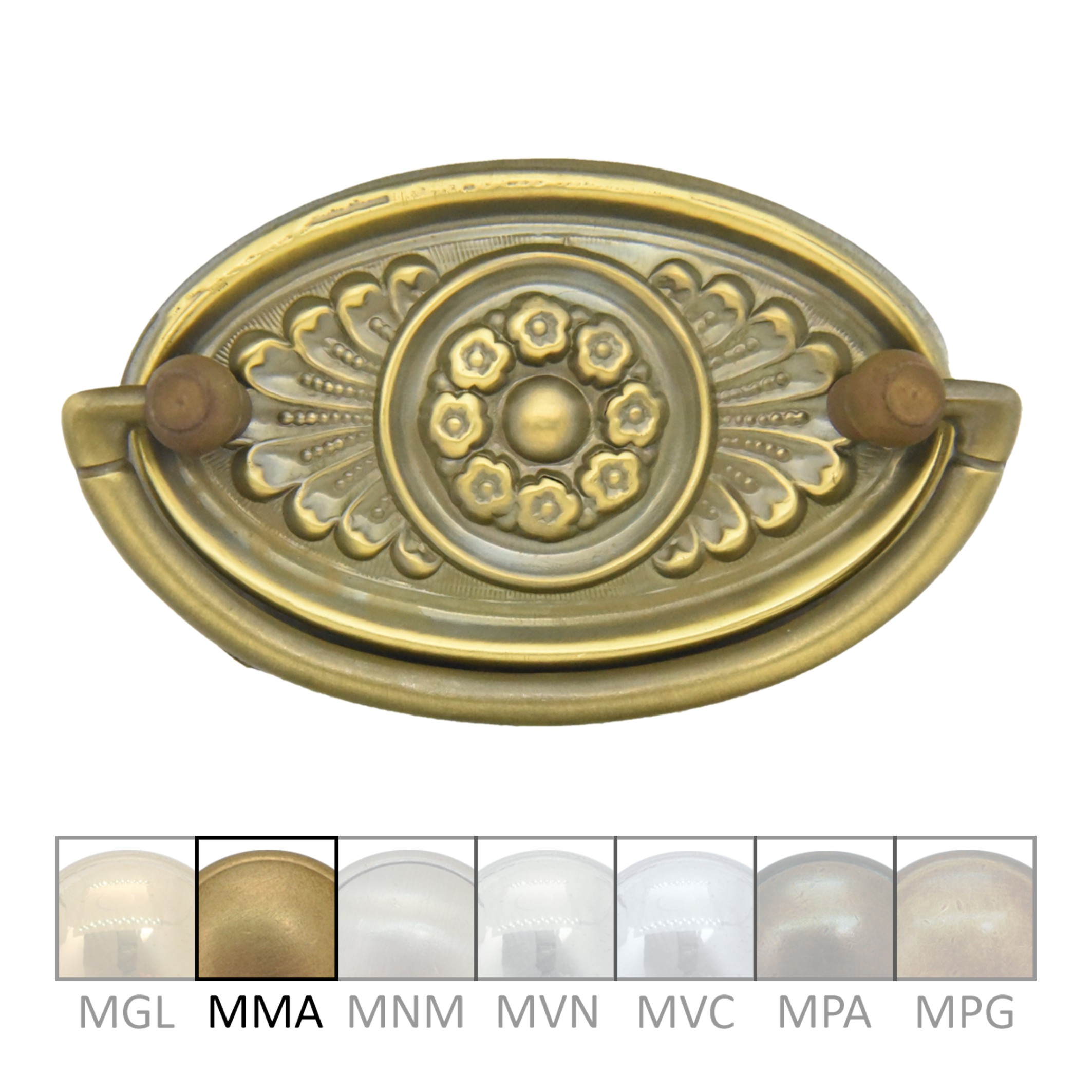 Klassizismus Möbelschild geprägt Messing MMA 78x46mm mit Griff Serie KL068 Bild1