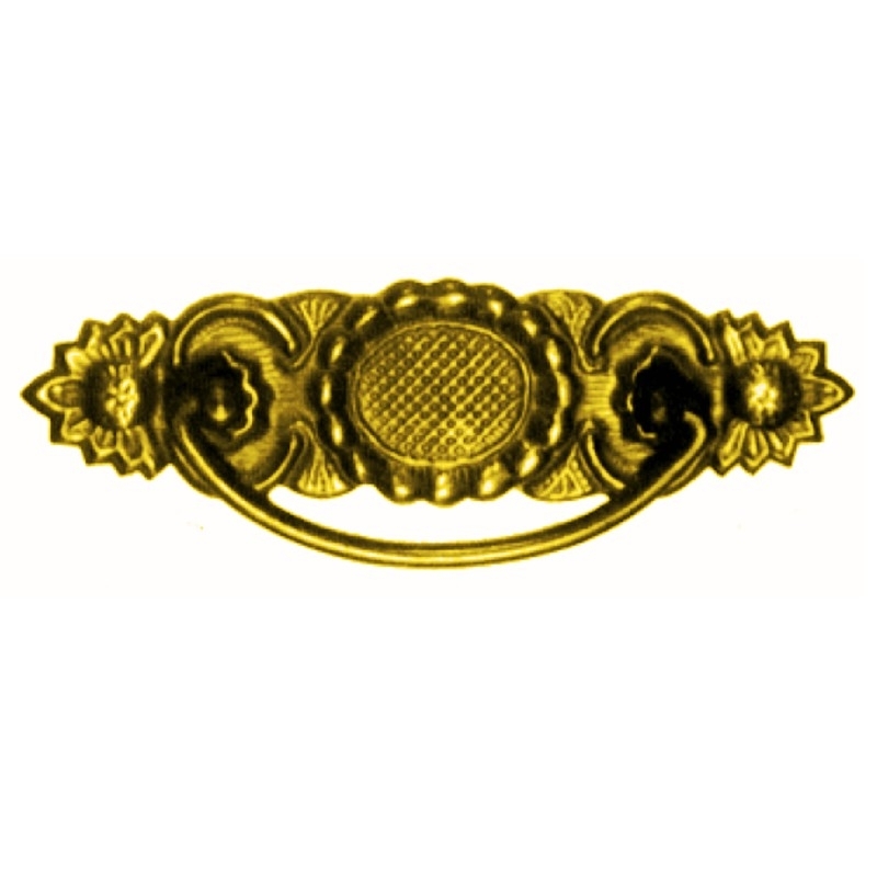 Klassizismus Möbelschild geprägt Messing MMA 125x35mm mit Griff Serie KL042 Bild1