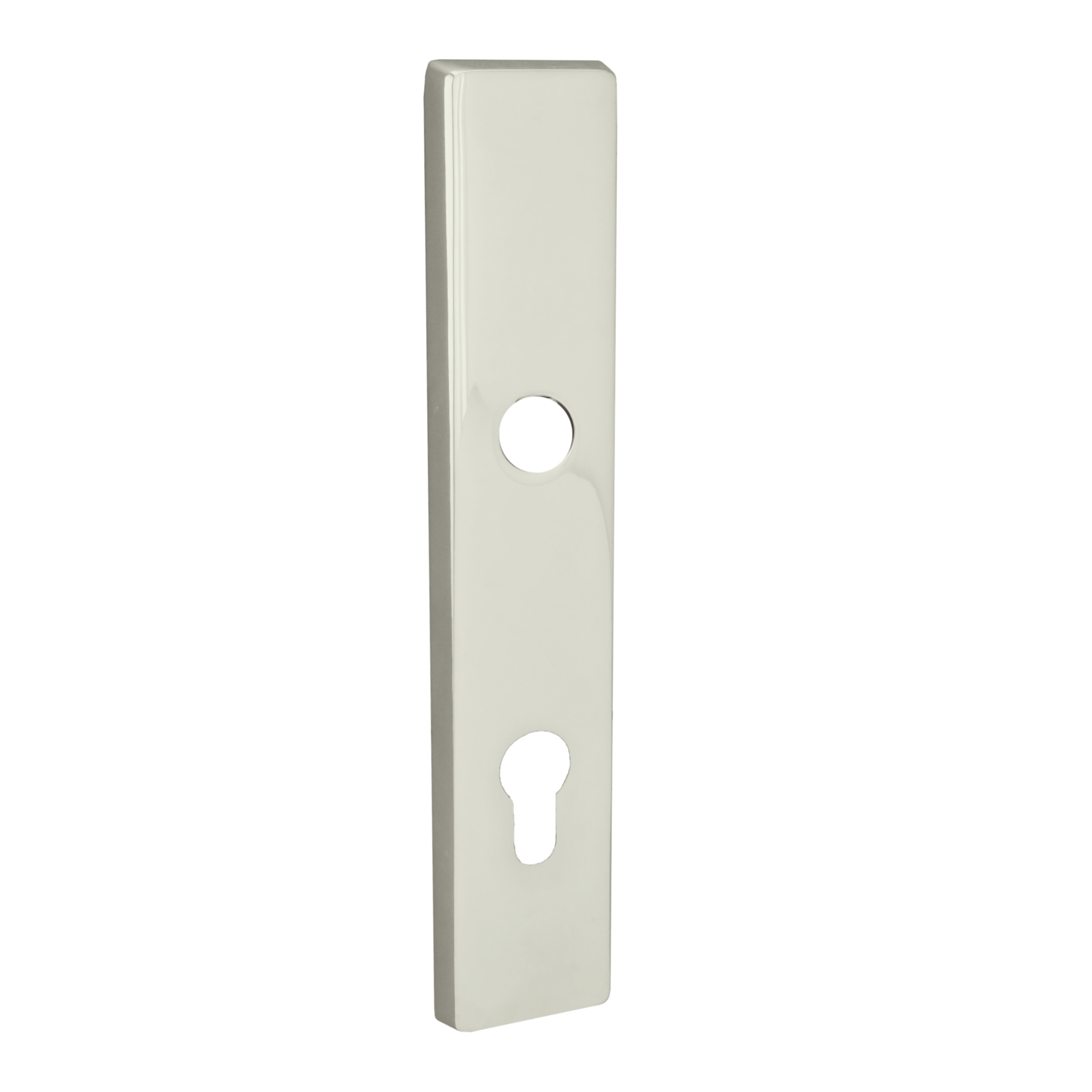 Sicherheitstürschild Außen Dist. 72 mm PZ, Messing  vernickelt MVN, 245 x 48 x 10mm der Serie TS124 Bild1