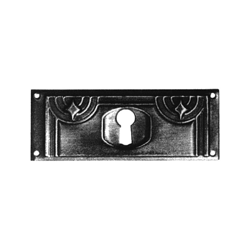 Jugendstil Möbelschild geprägt Messing MVN 72 x 30mm mit Schlüsselloch Serie JU027 Bild1